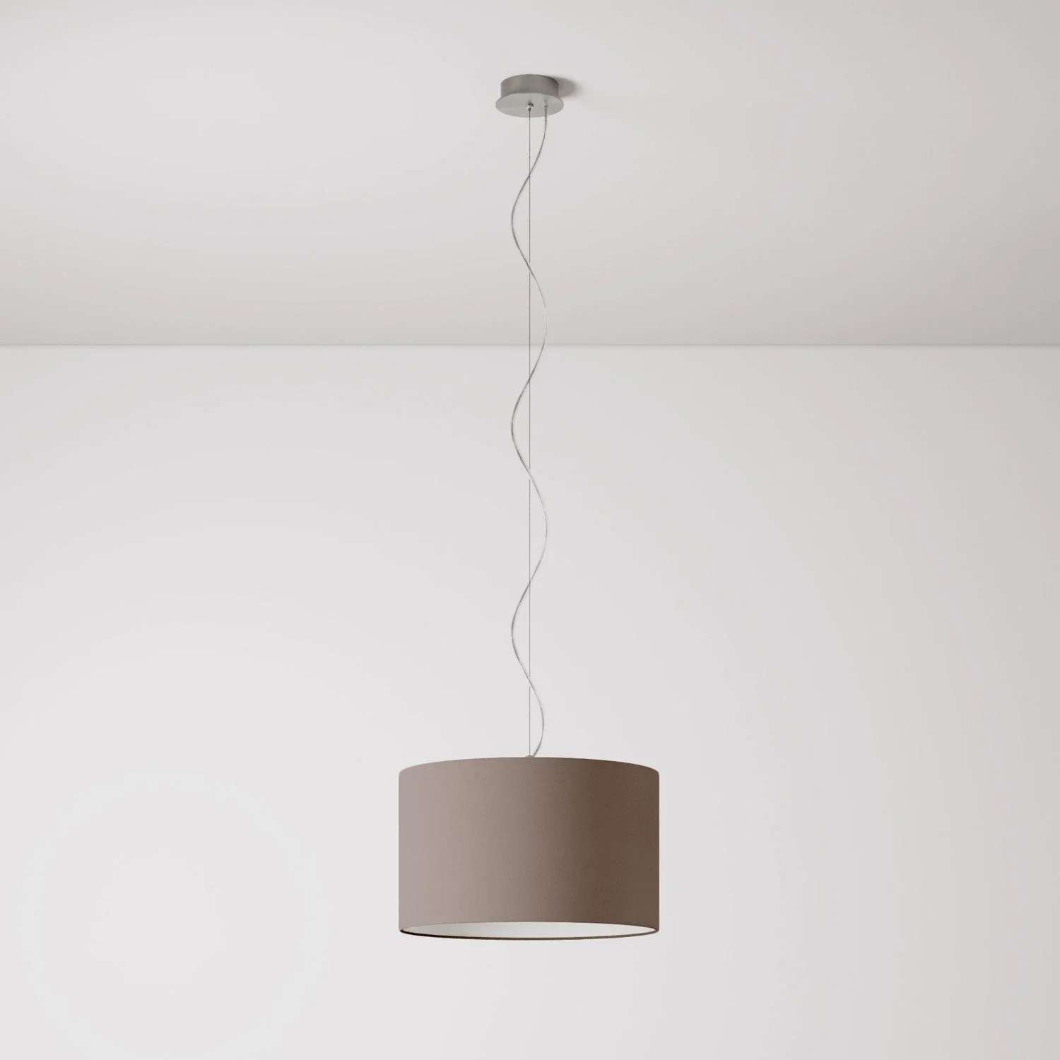 Pendelleuchte mit Lampenschirm aus Stoff Zylinder Small - Made in Italy - Arenal Aschegrau