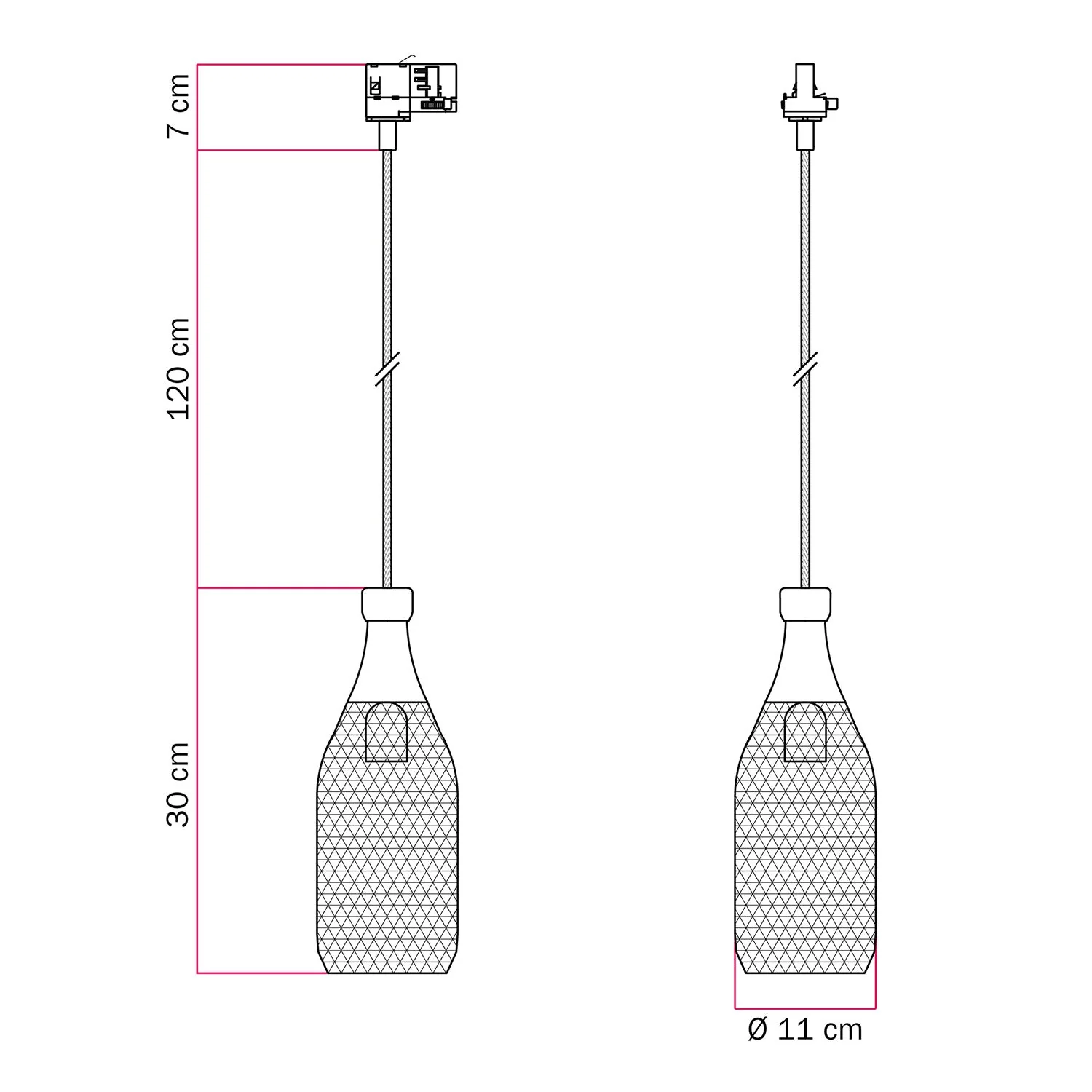 Pendelleuchte mit Magnum-Flaschen-Lampenschirm für Stromschiene - Weiß - Image 6