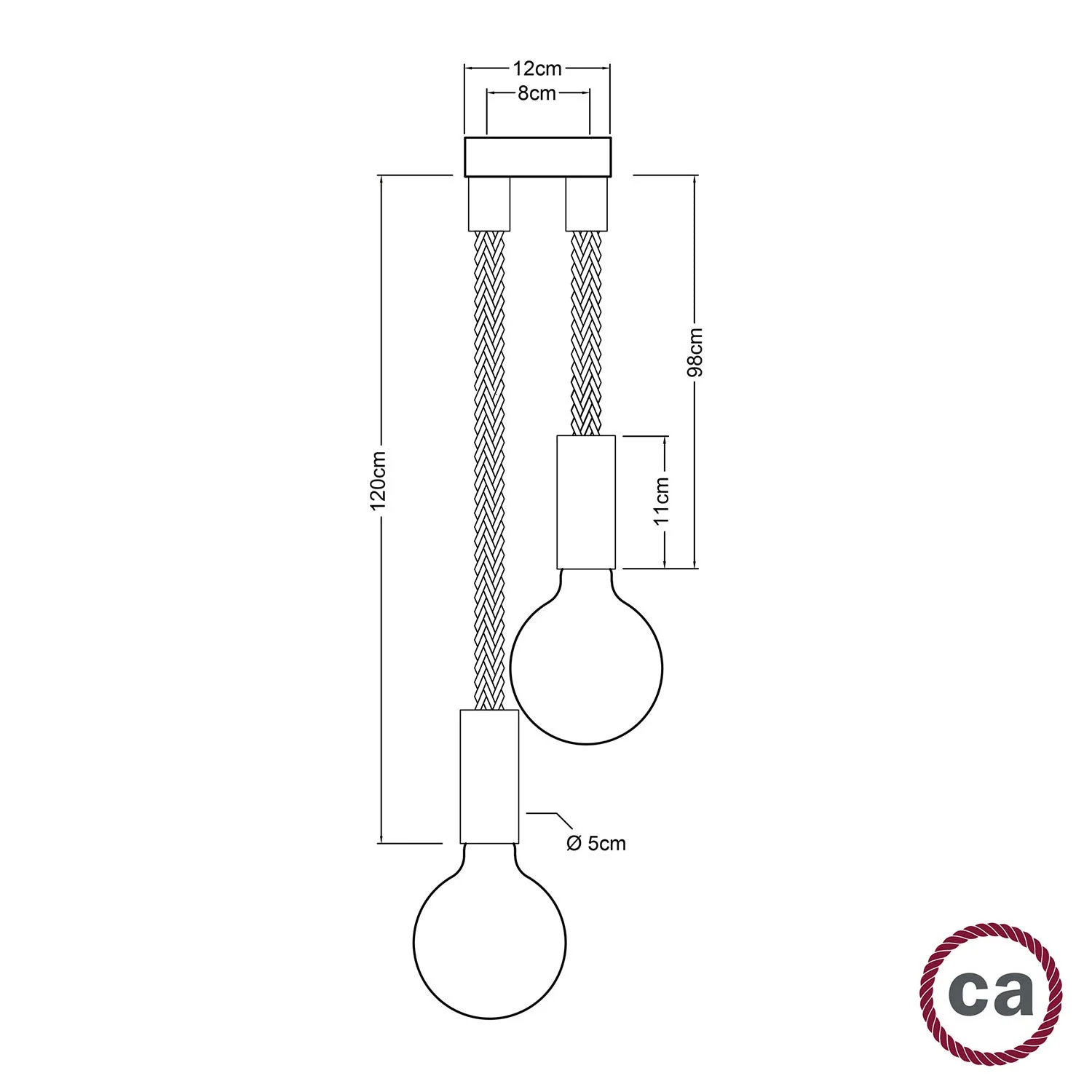 Mehrfach-Pendelleuchte mit 2 Abhängungen, komplett mit 2XL-Kordel und Holzdetails – Neutral - Image 6