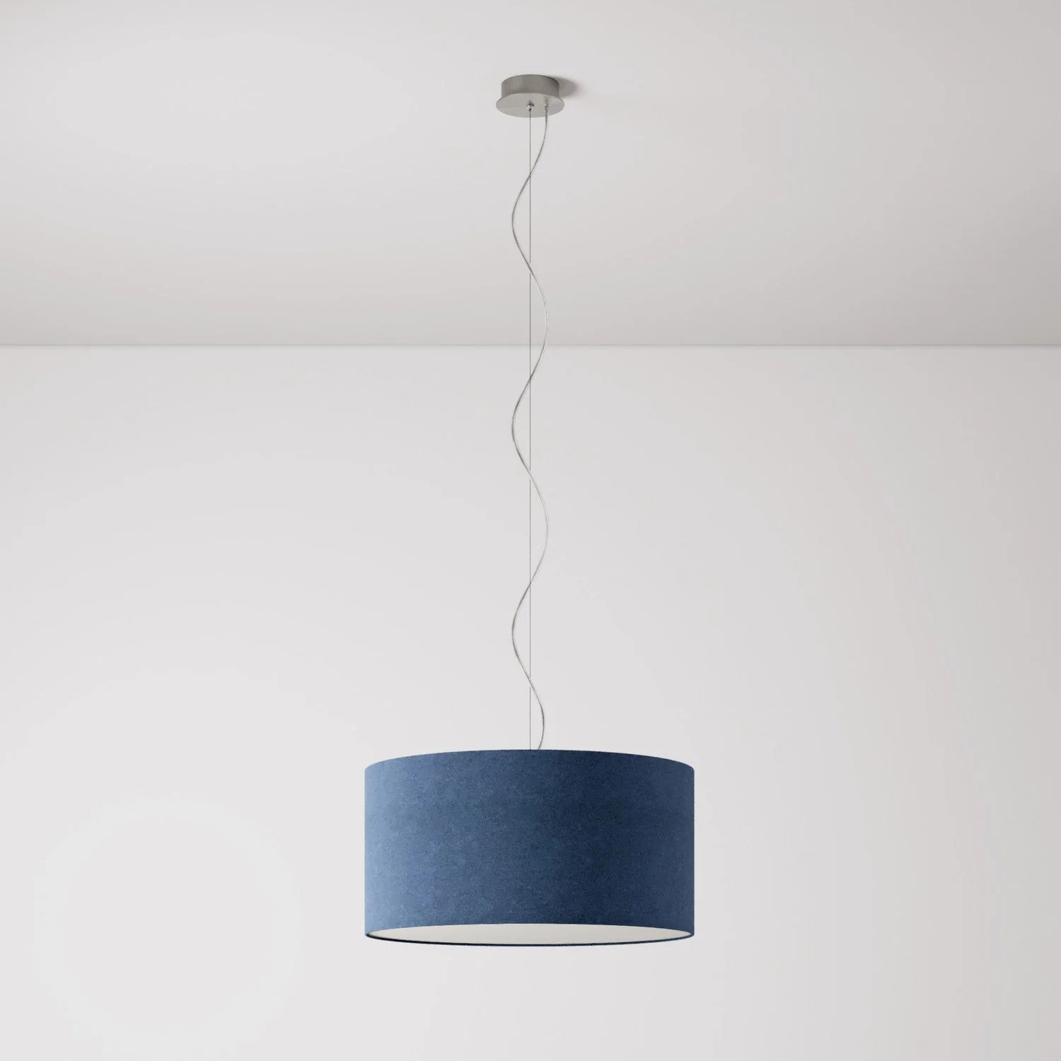 Pendelleuchte mit Stoffschirm Zylinder Medium – Made in Italy – Blaue Wolle - Image 7