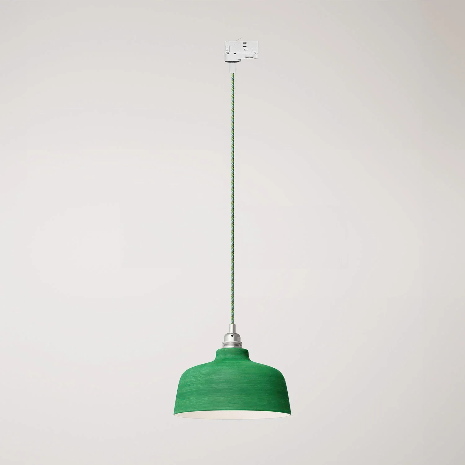Pendelleuchte mit Coppa-Lampenschirm und Adapter für Schienensystem – Evergreen gestreift