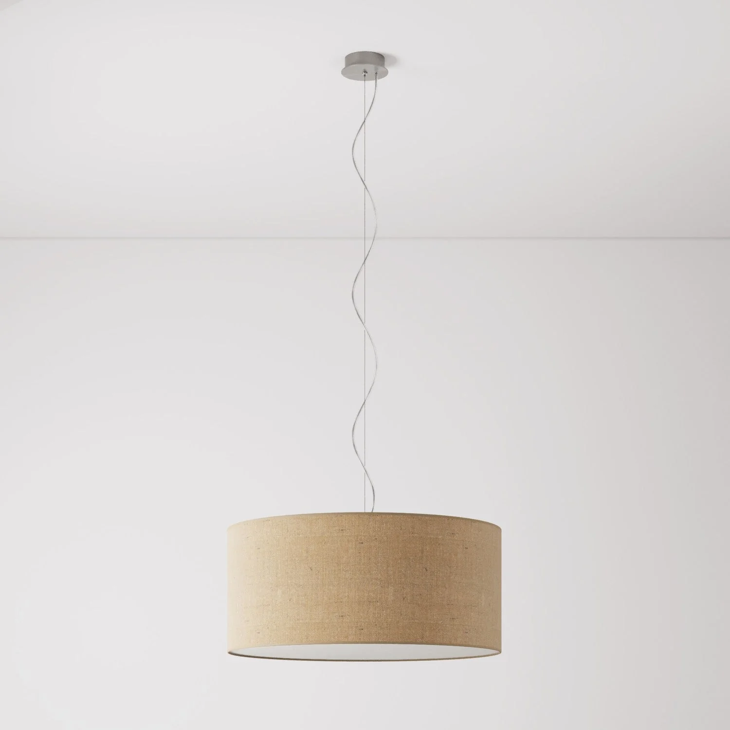 Pendelleuchte mit Stoffschirm Cilindro Large - Made in Italy - Natürlicher Jute