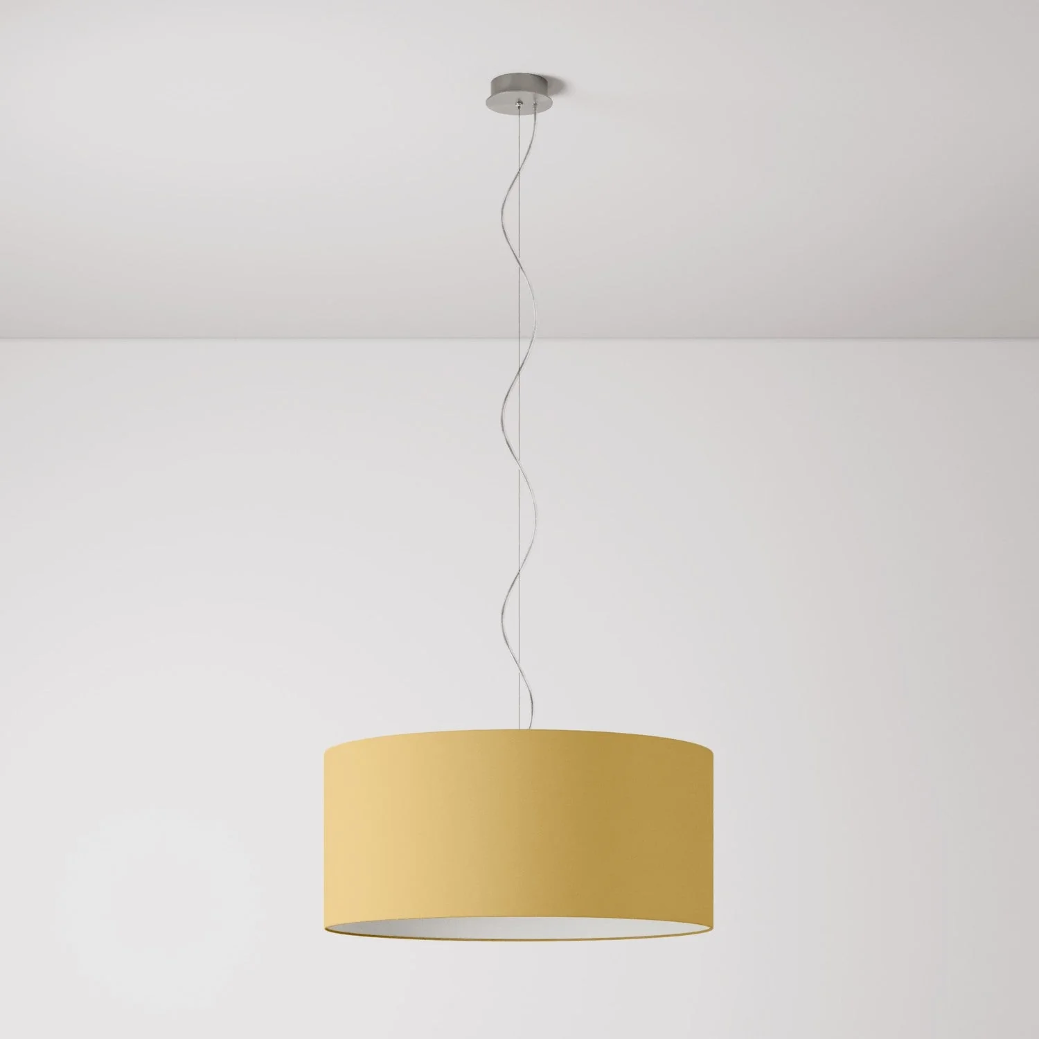 Pendelleuchte mit großem Zylinderschirm aus Stoff – Made in Italy – Arenal Gold