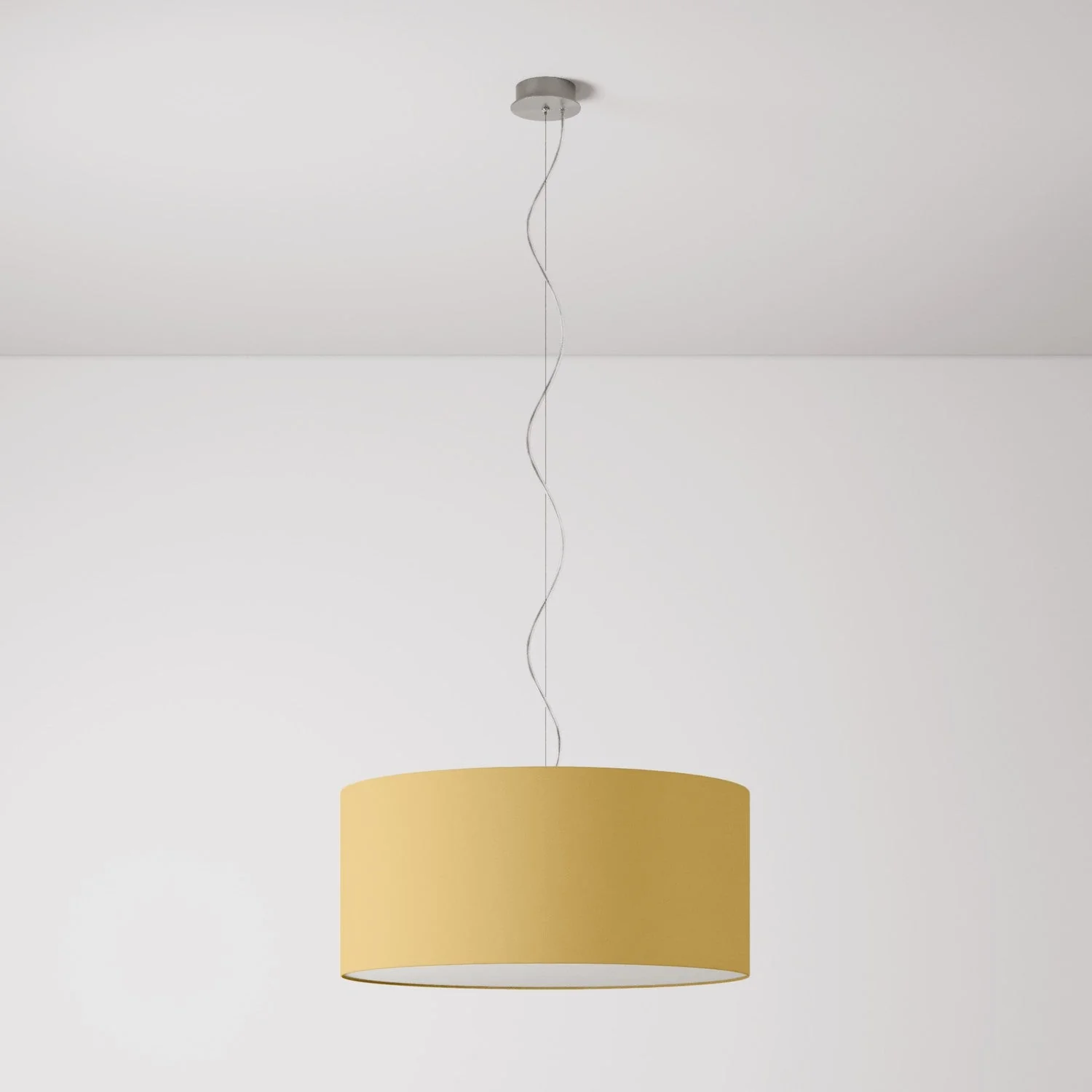 Pendelleuchte mit großem Zylinderschirm aus Stoff – Made in Italy – Arenal Gold - Image 7