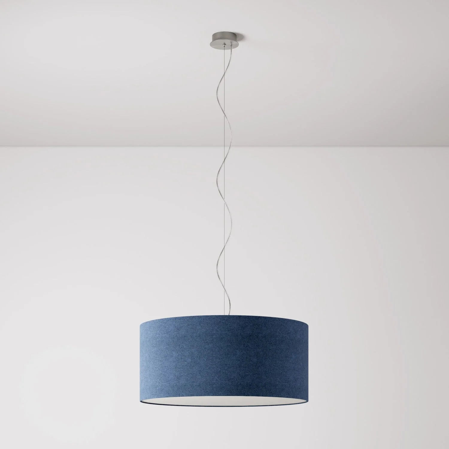 Pendelleuchte mit Stoffschirm Cilindro Large - Made in Italy - Wollstoff Blau - Image 7