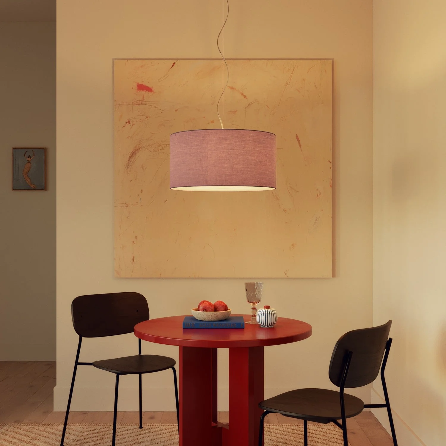 Hängelampe mit Zylinderschirm aus Stoff Medium – Made in Italy – Teletta Lila - Image 2