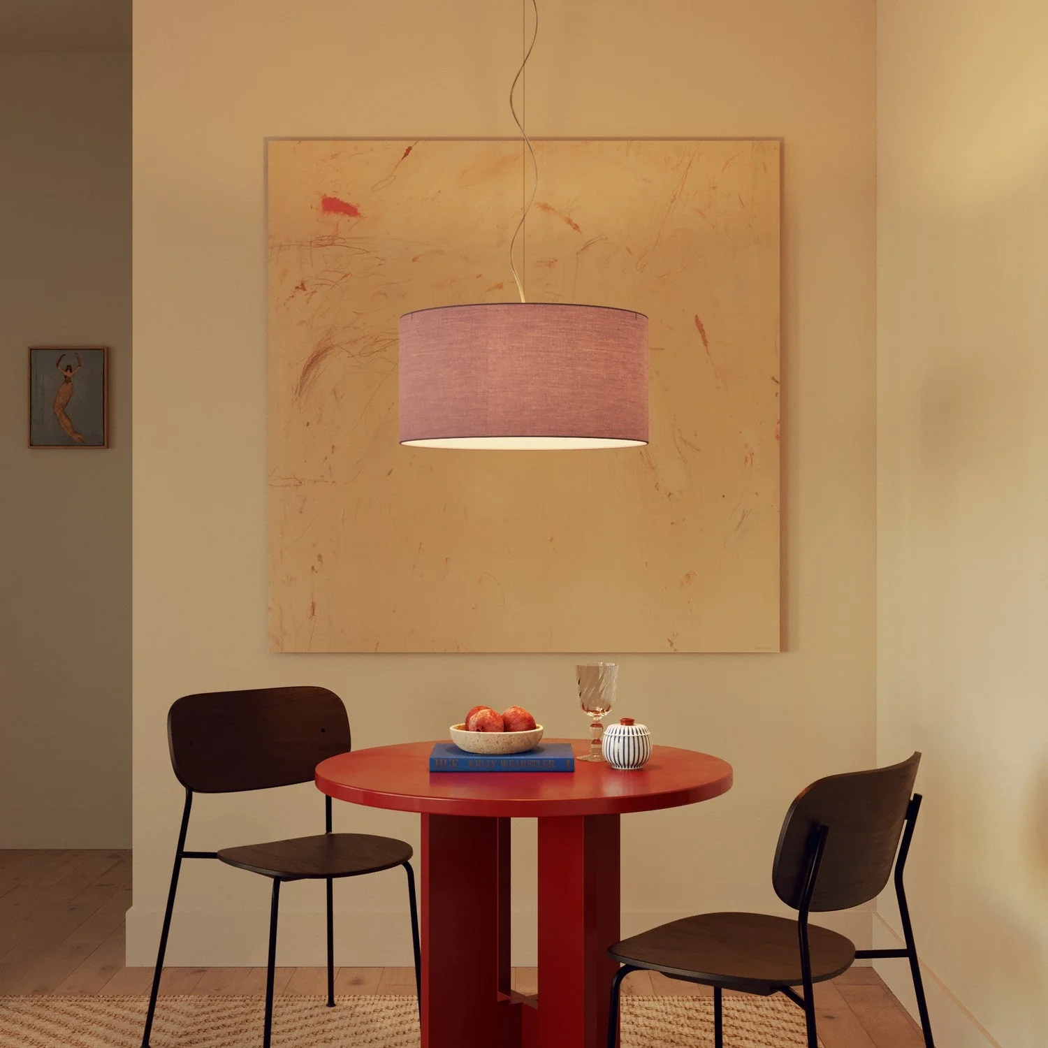 Hängelampe mit Zylinderschirm aus Stoff Medium – Made in Italy – Teletta Lila - Image 8