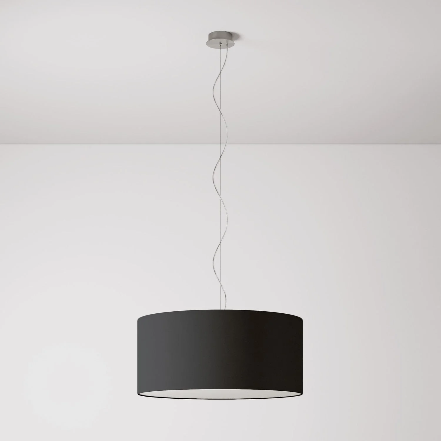 Pendelleuchte mit Zylinderstoffschirm Large – Made in Italy – Stoff Anthrazit - Image 7