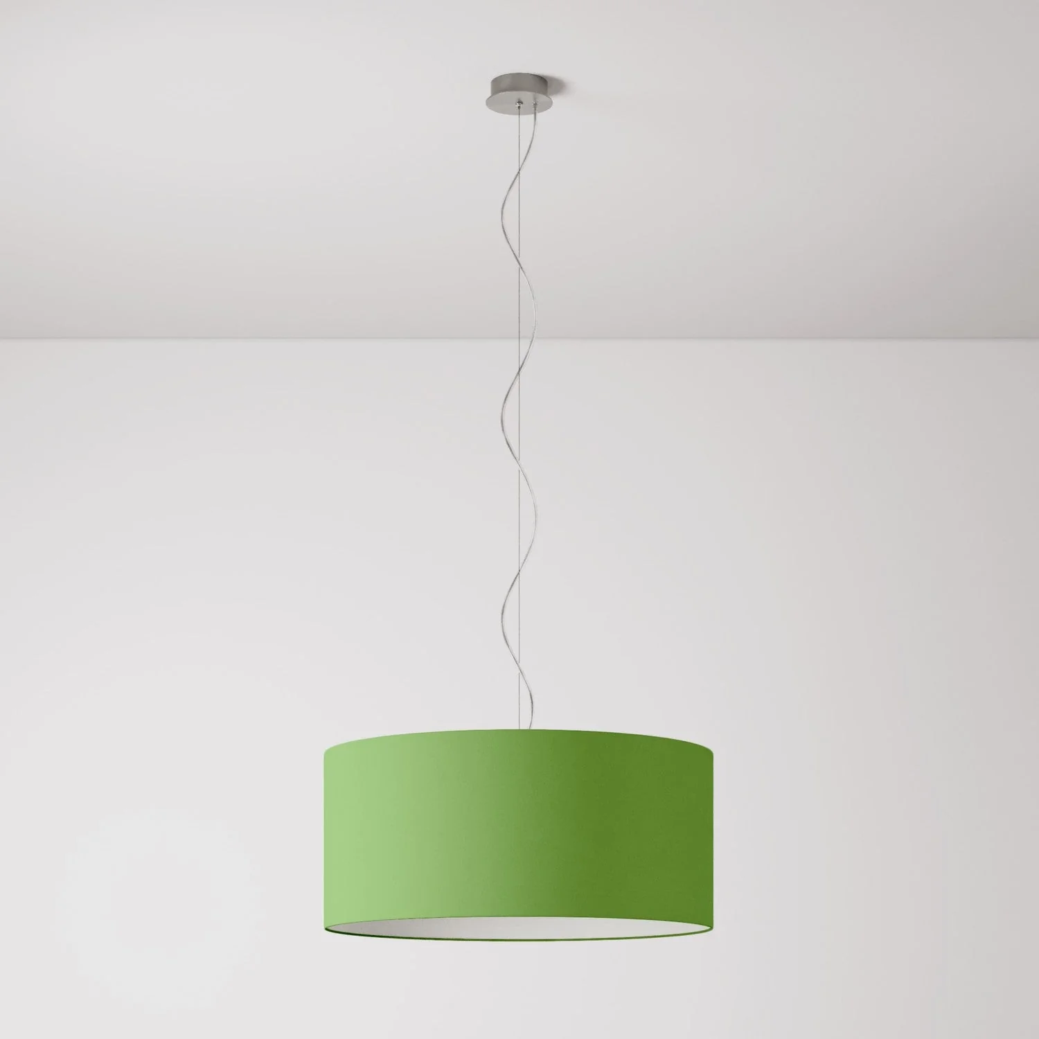 Pendelleuchte mit Stofflampenschirm Cilindro Large – Made in Italy – Cinette Pistaziengrün