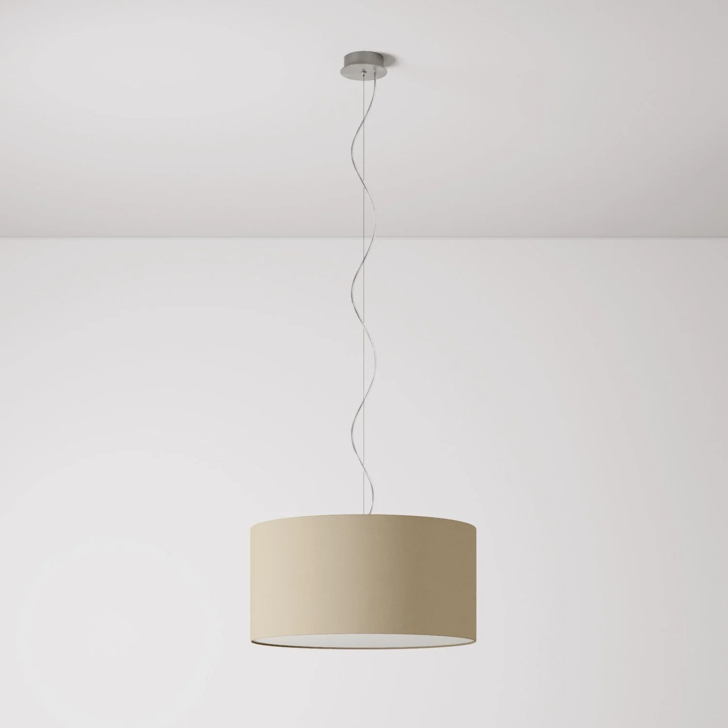 Pendelleuchte mit zylindrischem Stoffschirm Medium Arenal Taupe - Made in Italy - Image 7