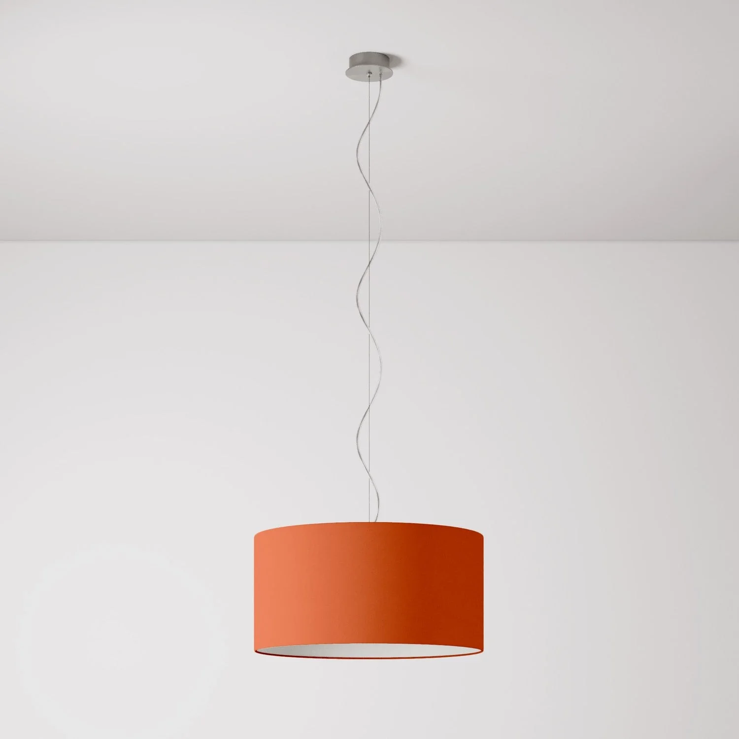 Pendelleuchte mit Medium Cylinder Stoffschirm Cinette Lobster – Made in Italy
