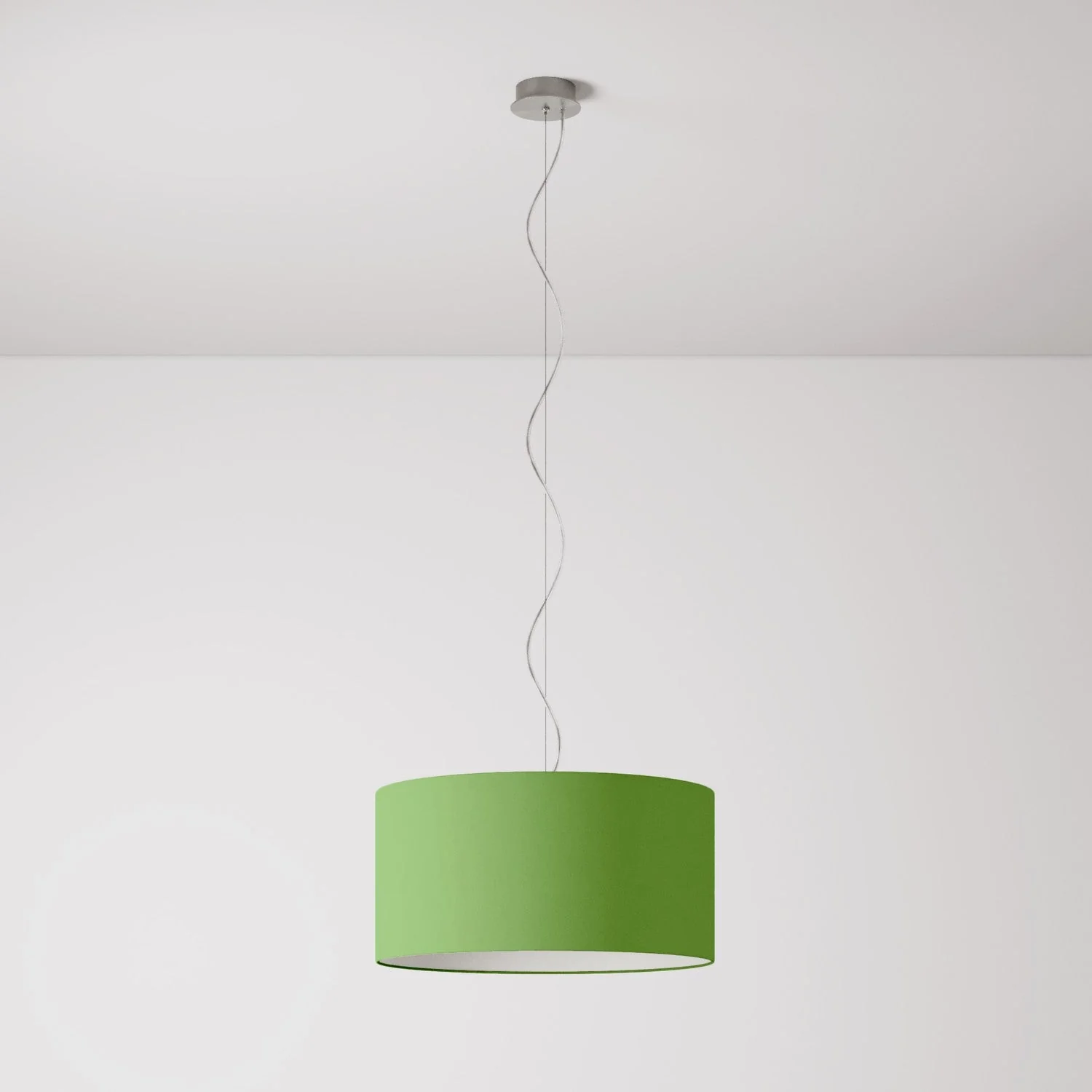 Pendelleuchte mit Stoffschirm Cilindro Medium Cinette pistaziengrün – Made in Italy