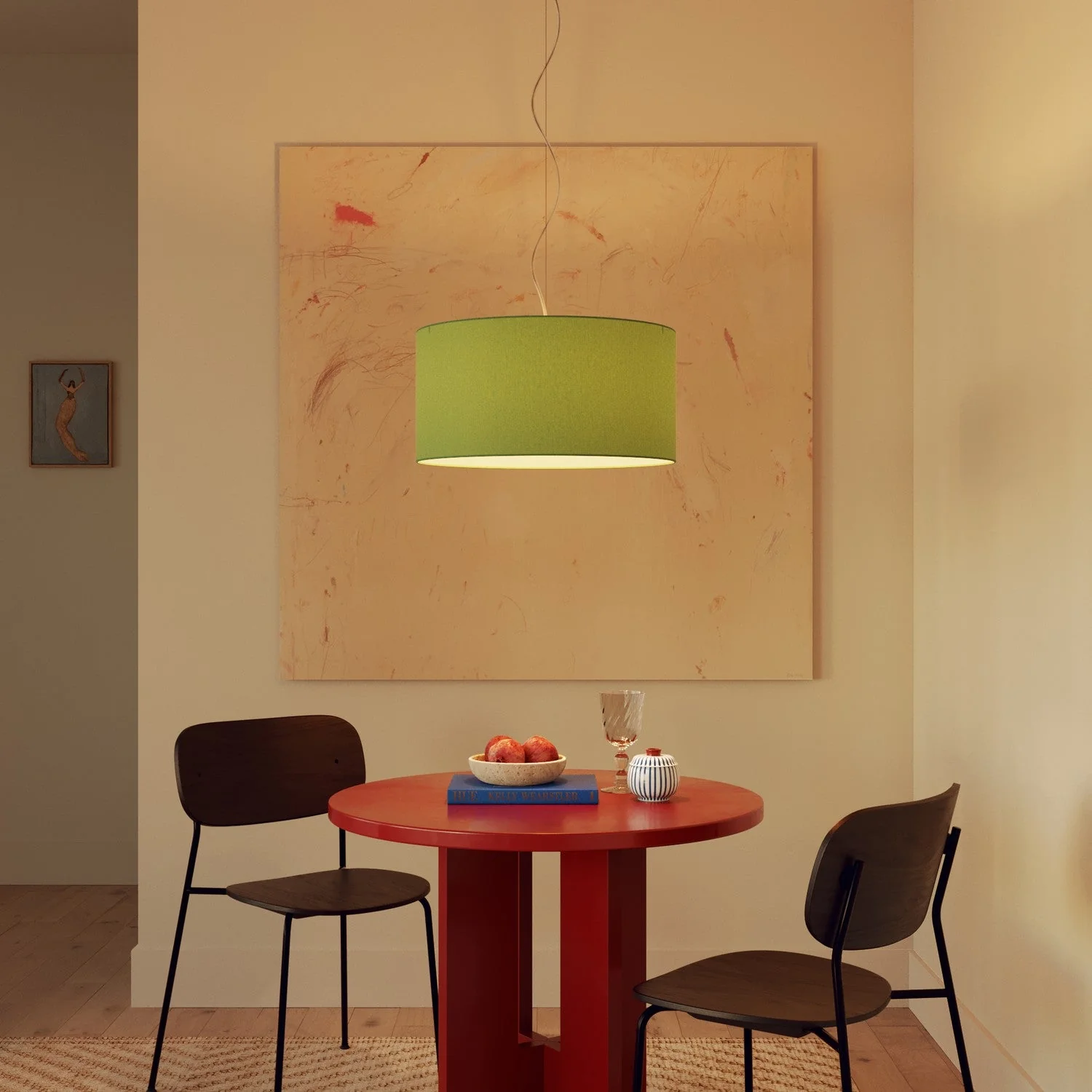 Pendelleuchte mit Stoffschirm Cilindro Medium Cinette pistaziengrün – Made in Italy - Image 8
