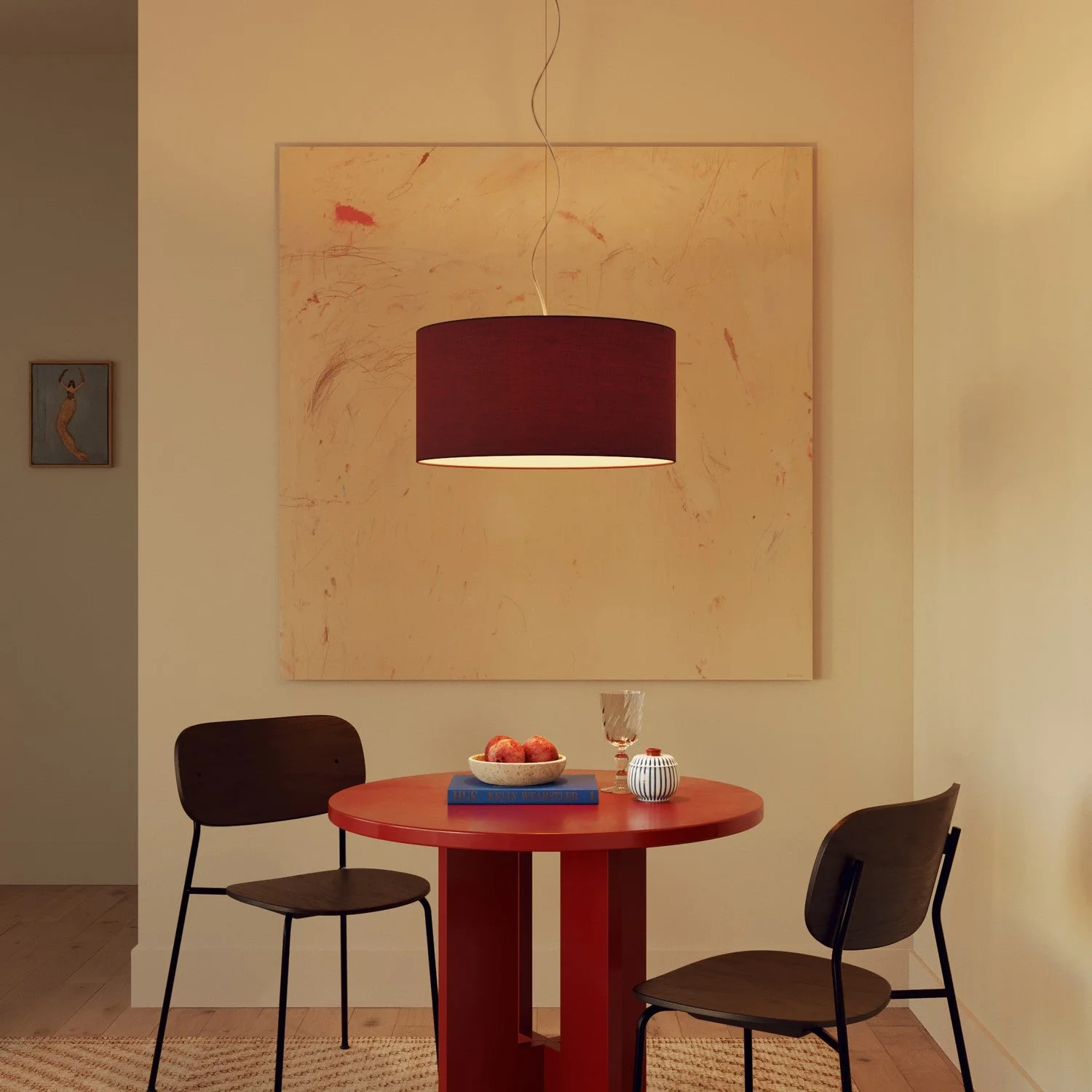 Pendelleuchte mit Lampenschirm aus Stoff Cilindro Medium – Made in Italy – Arenal Bordeaux - Image 8