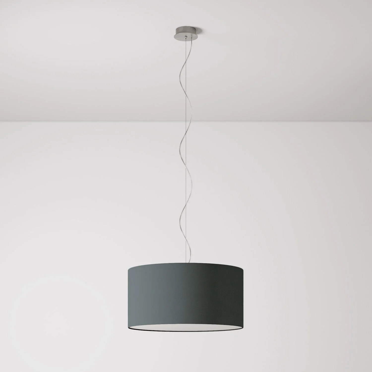 Pendelleuchte mit Stoffschirm Zylinder Medium – Made in Italy – Dunkelgraues Leinen - Image 7