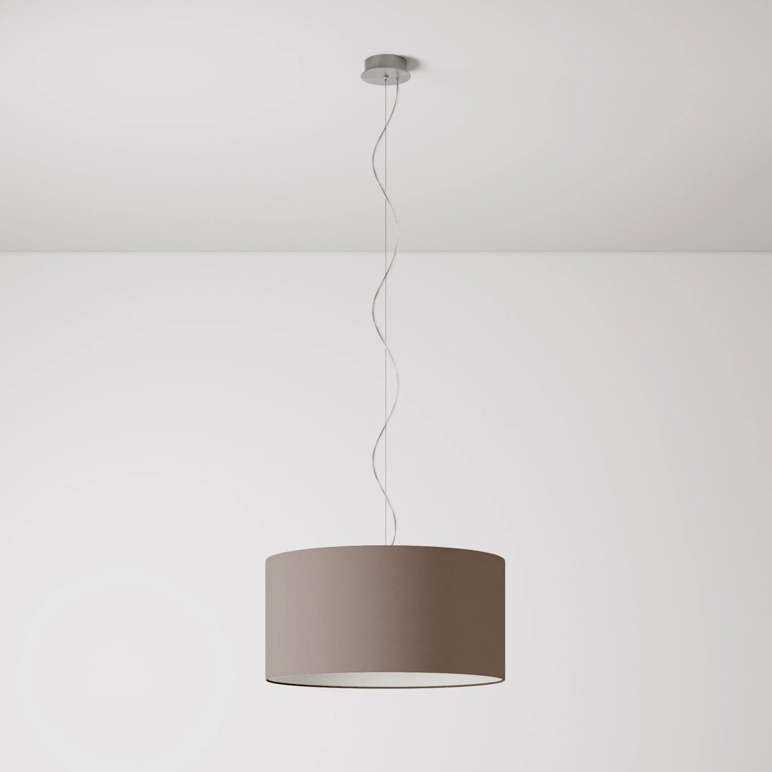 Pendelleuchte mit Stoffschirm Zylinder Medium – Made in Italy – Arenal Asche