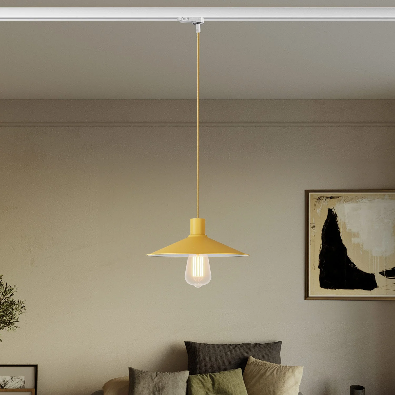 Pendelleuchte mit Swing Pastel-Lampenschirm für Schienensysteme – Mostarda - Image 2