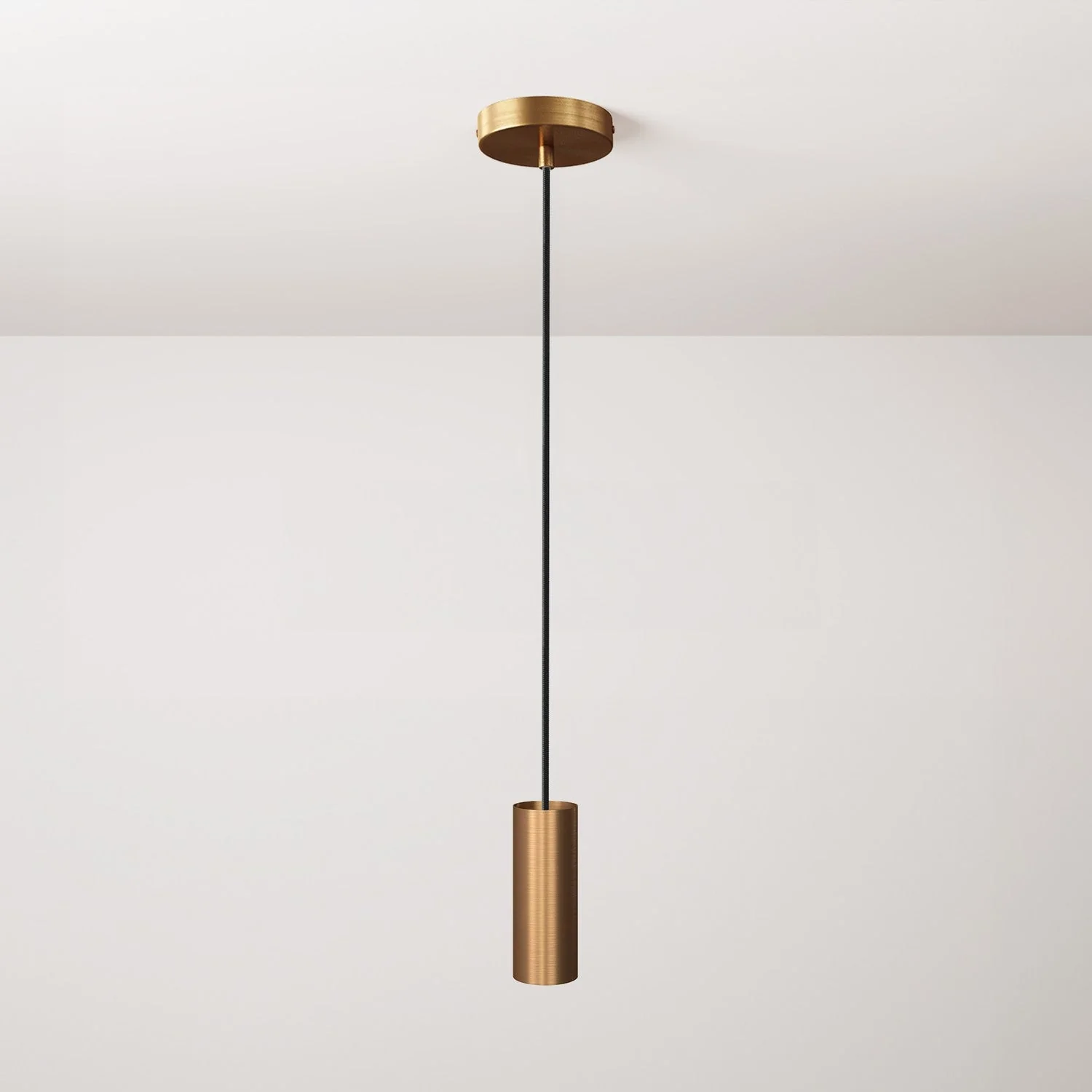 Pendelleuchte mit Textilkabel, Tub-E12 Lampenschirm und Metalldetails – Gebürstetes Bronze