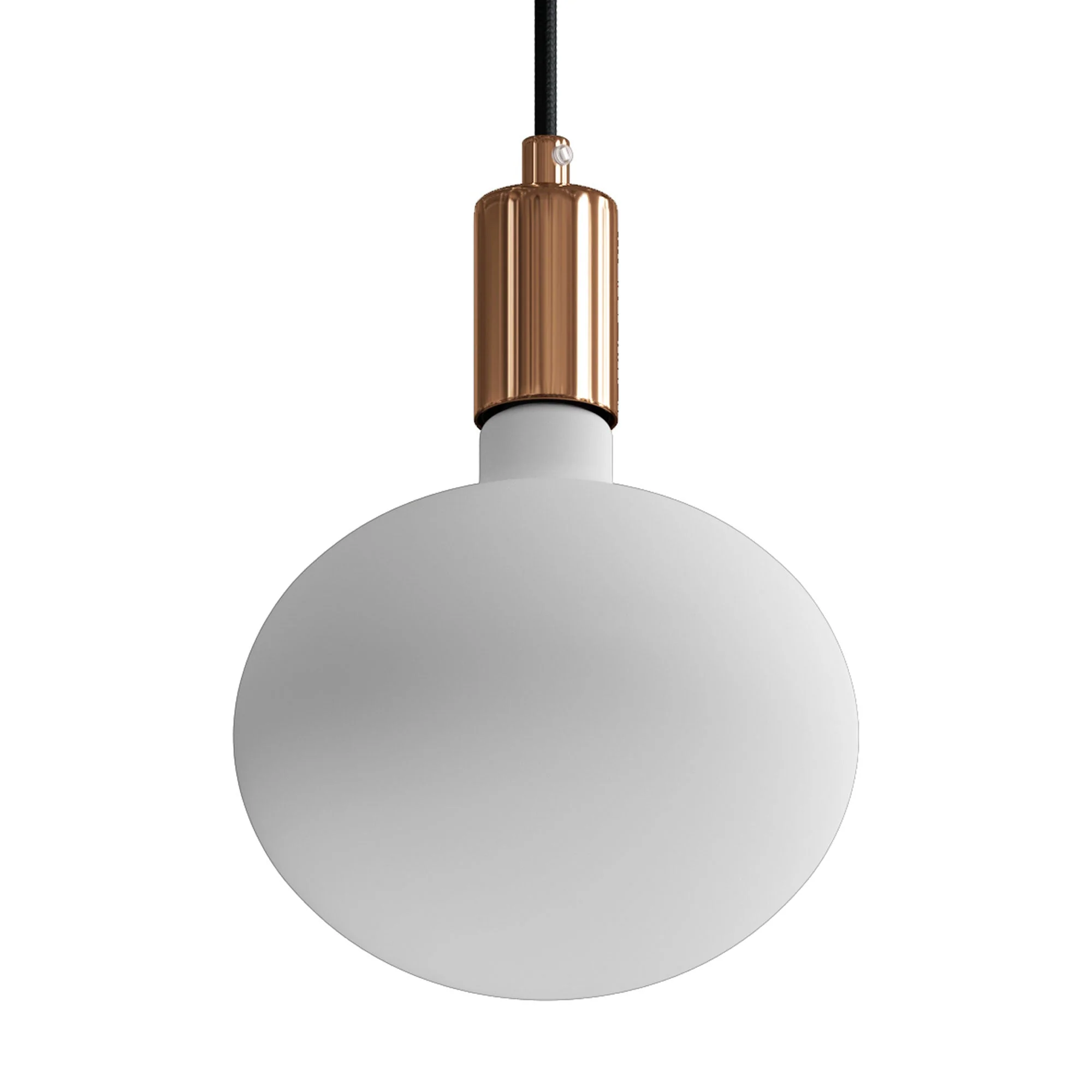 Pendelleuchte mit Textilkabel und kontrastierenden Metalldetails – Kupfer