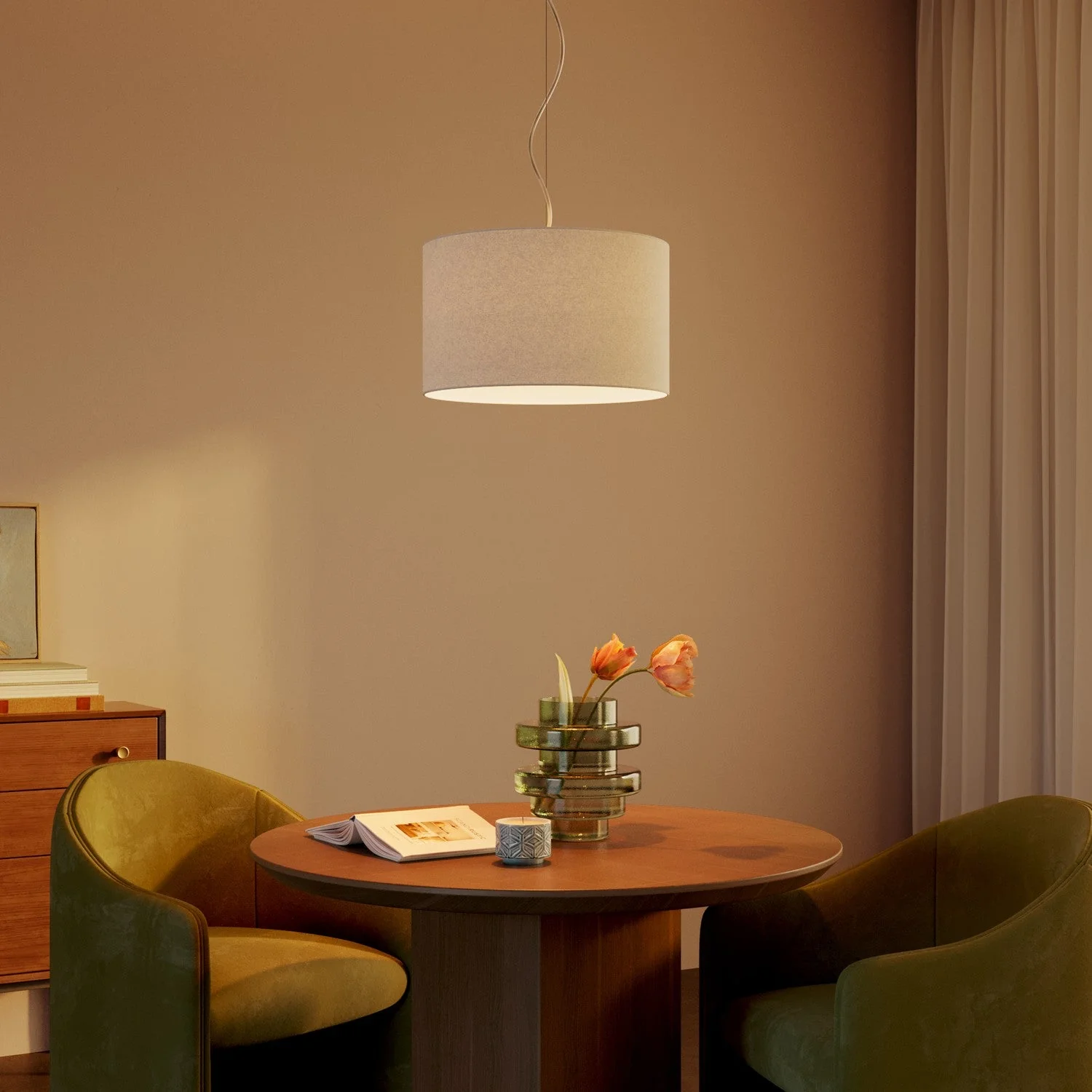 Hängeleuchte mit Lampenschirm aus Stoff Cilindro Small – Made in Italy – Sandwolle - Image 2