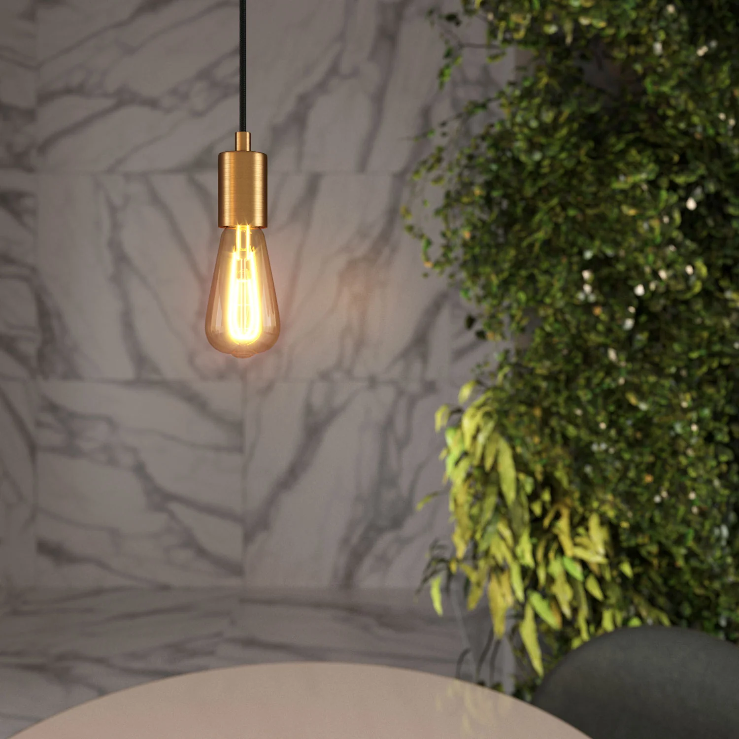 Pendelleuchte mit Textilkabel und satinierten Metalldetails – Gebürstete Bronze - Image 2