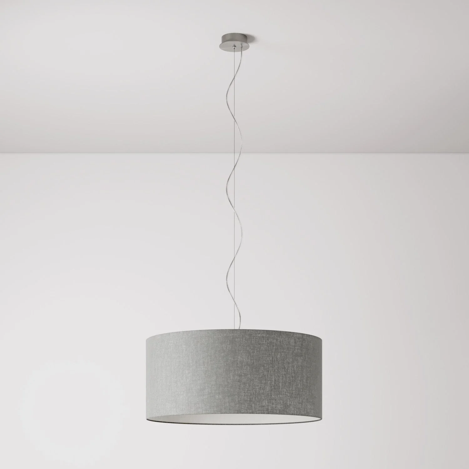 Hängeleuchte mit Stoffkabel, Zylinderschirm Large – Made in Italy – Camelot Grau