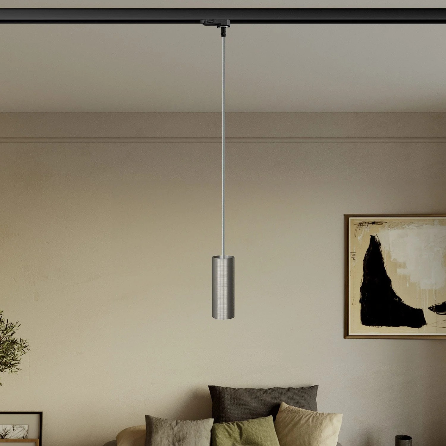 Pendelleuchte mit Tub-E14-Schirm für Schienensysteme - Satin-Titan - Image 2