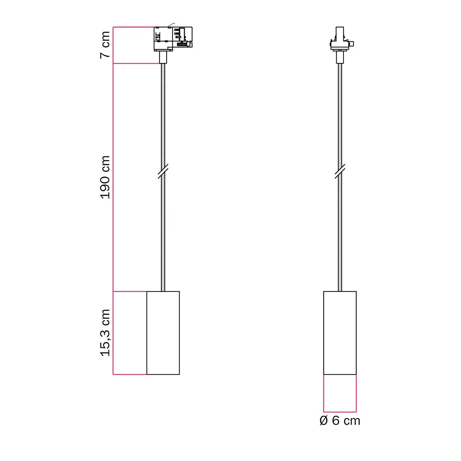 Pendelleuchte mit Tub-E14-Schirm für Schienensysteme - Satin-Titan - Image 6