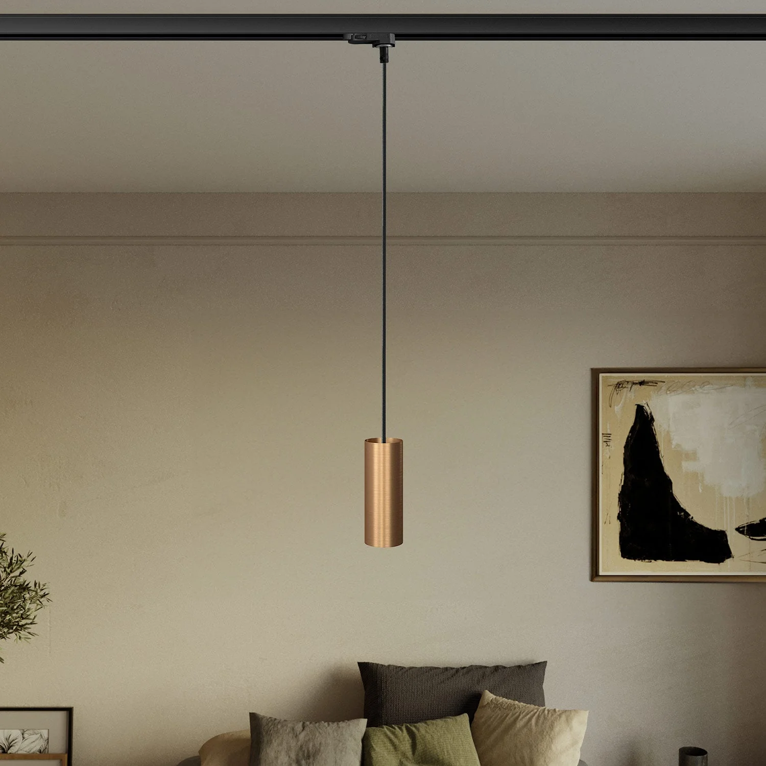 Pendellampe mit Tub-E14 Schirm für Schienensysteme – Satiniertes Bronze - Image 2