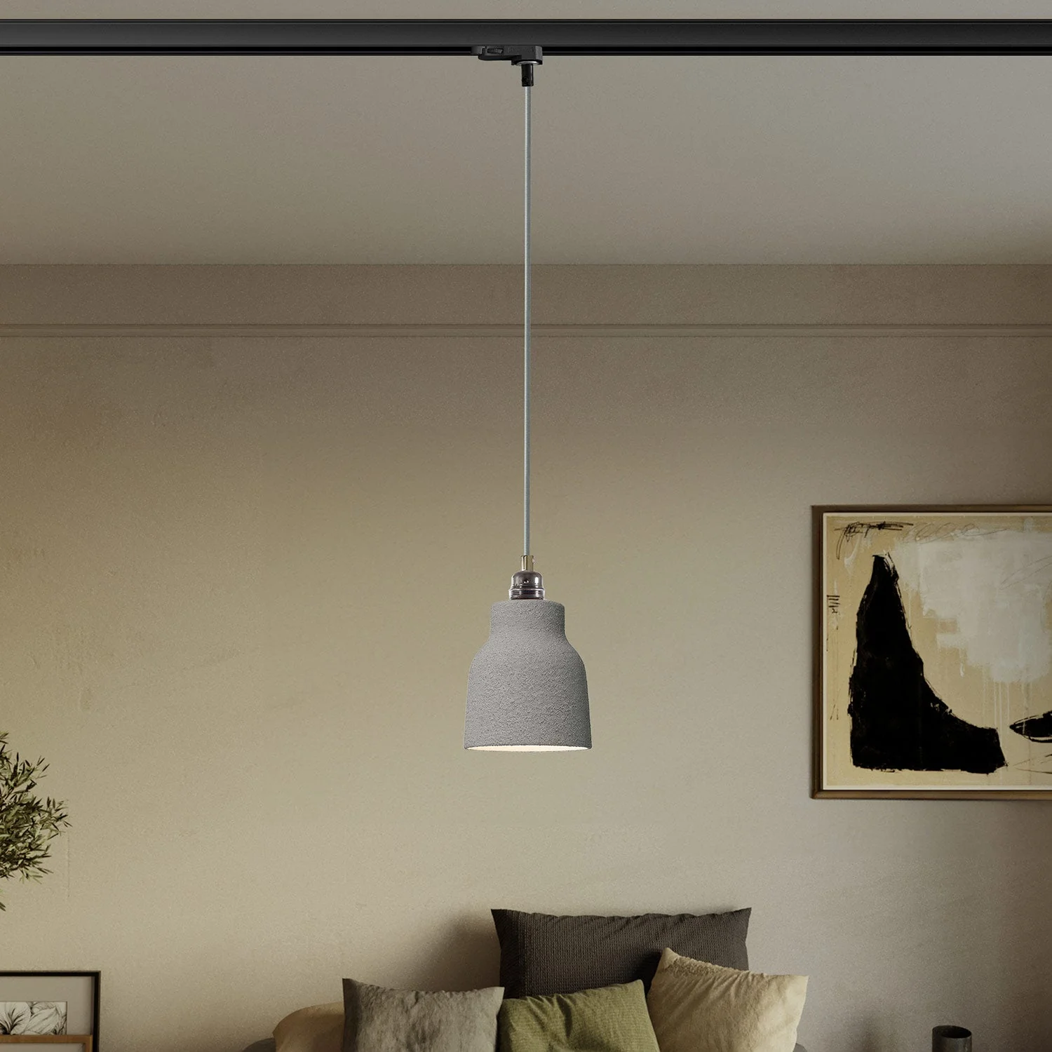 Pendelleuchte mit Lampenschirm Vaso und Schienenadapter – Betonoptik - Image 2