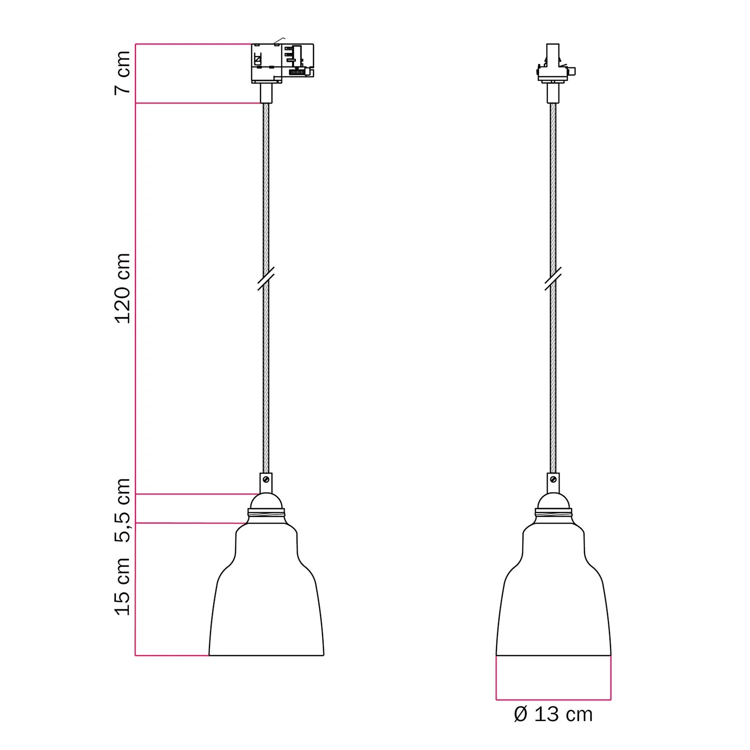 Pendelleuchte mit Lampenschirm Vaso und Schienenadapter – Betonoptik - Image 6