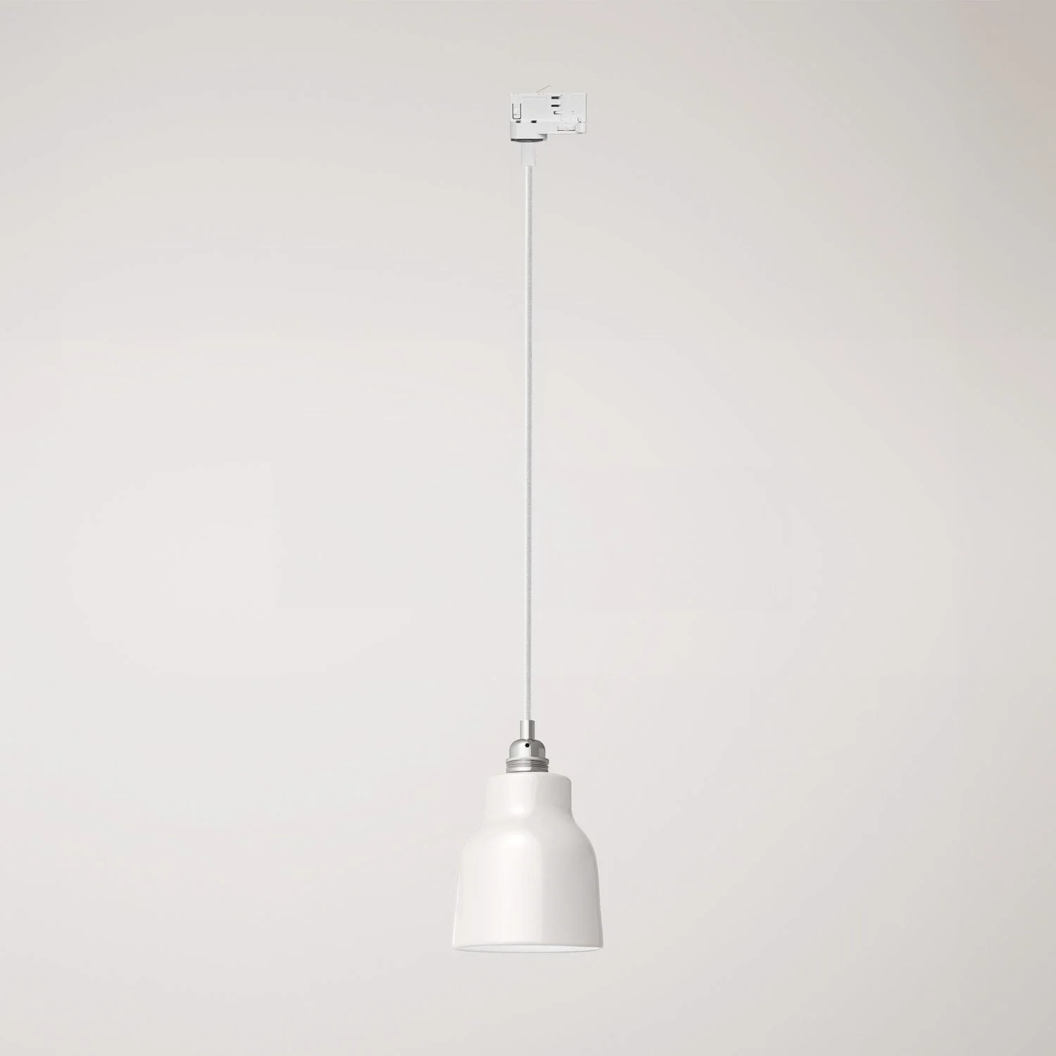 Pendelleuchte mit Vaso-Schirm und Adapter für Stromschienen – Glänzend Weiß