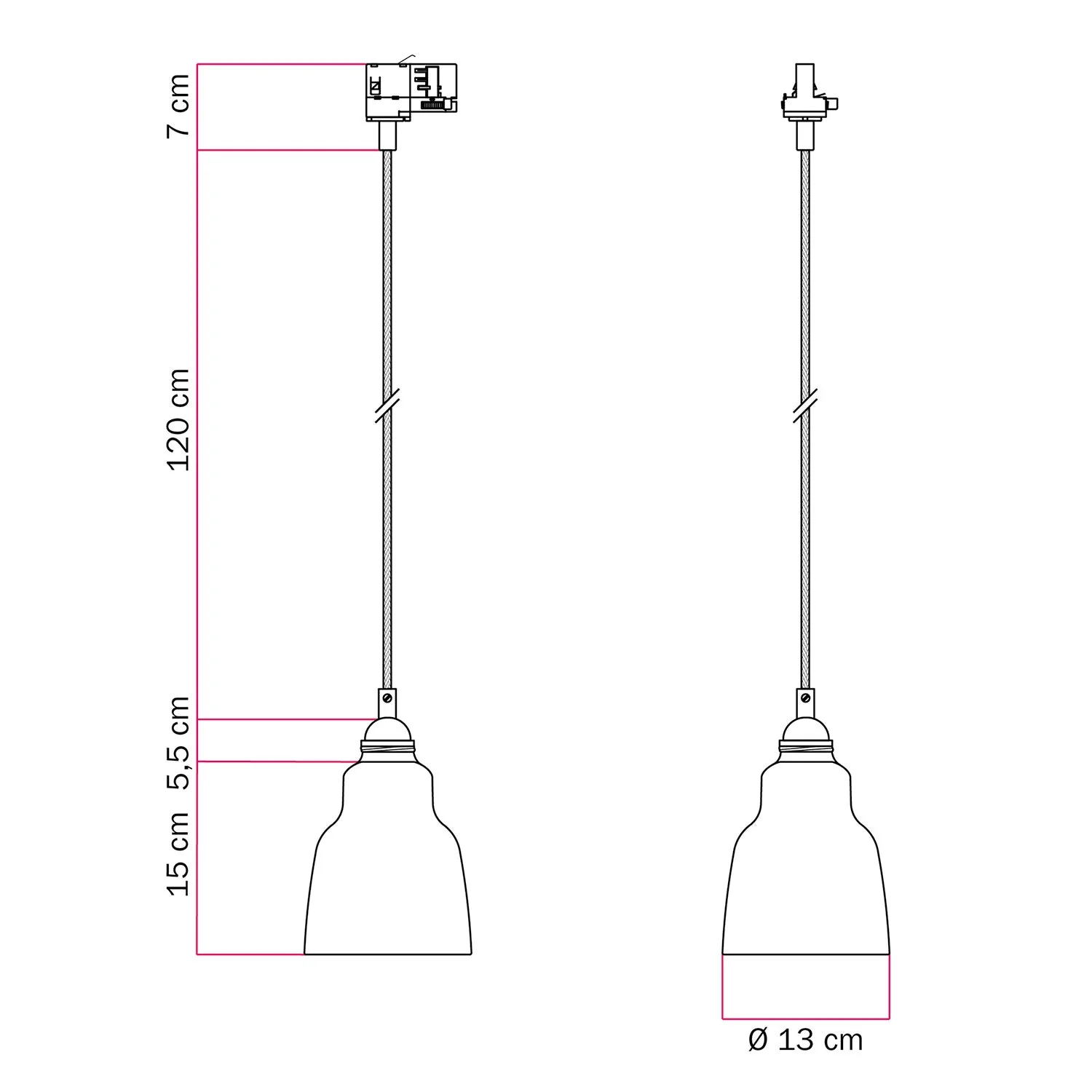 Pendelleuchte mit Vaso-Schirm und Adapter für Stromschienen – Glänzend Weiß - Image 6