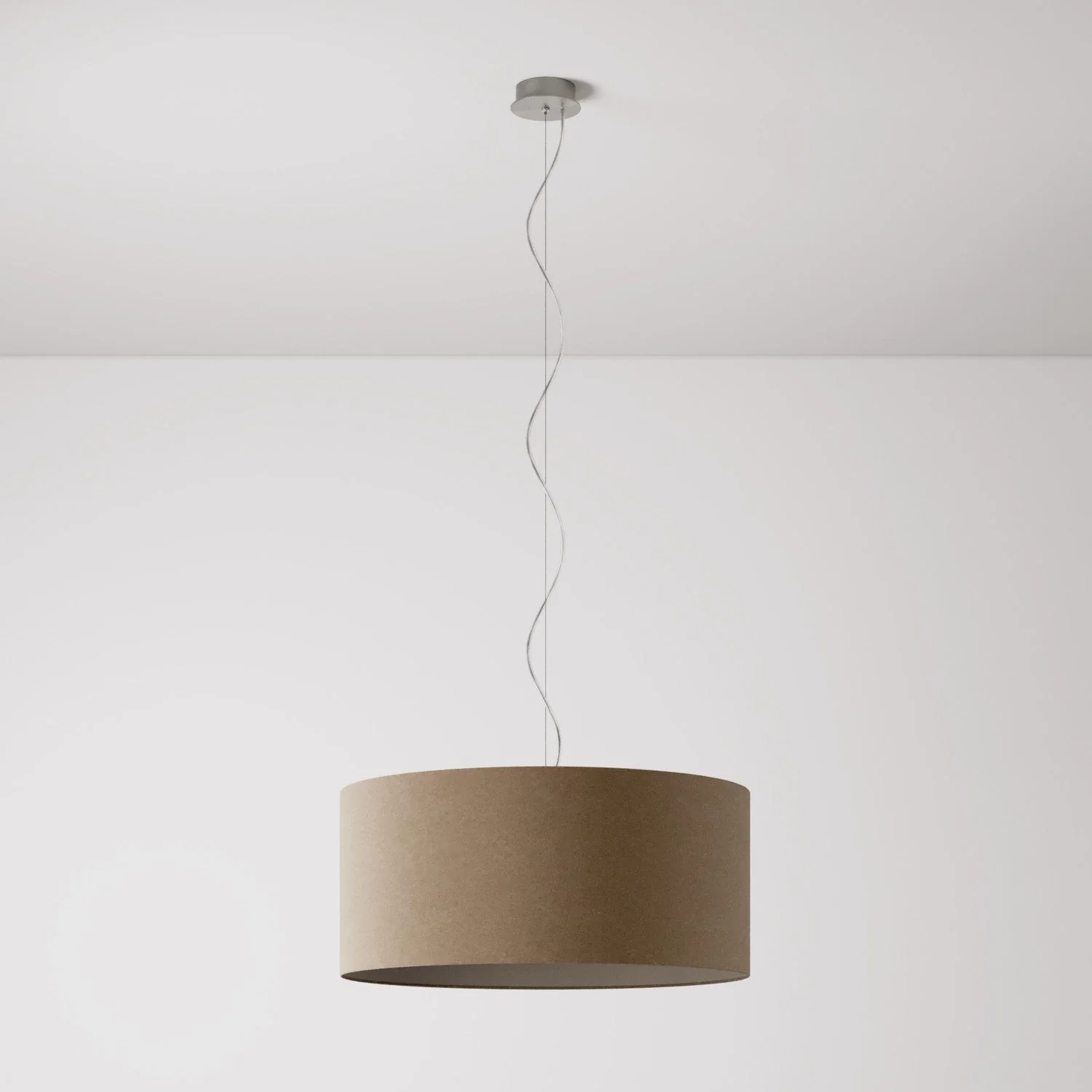 Pendelleuchte mit Stoffschirm Zylinder Large - Made in Italy - Wolle Braun