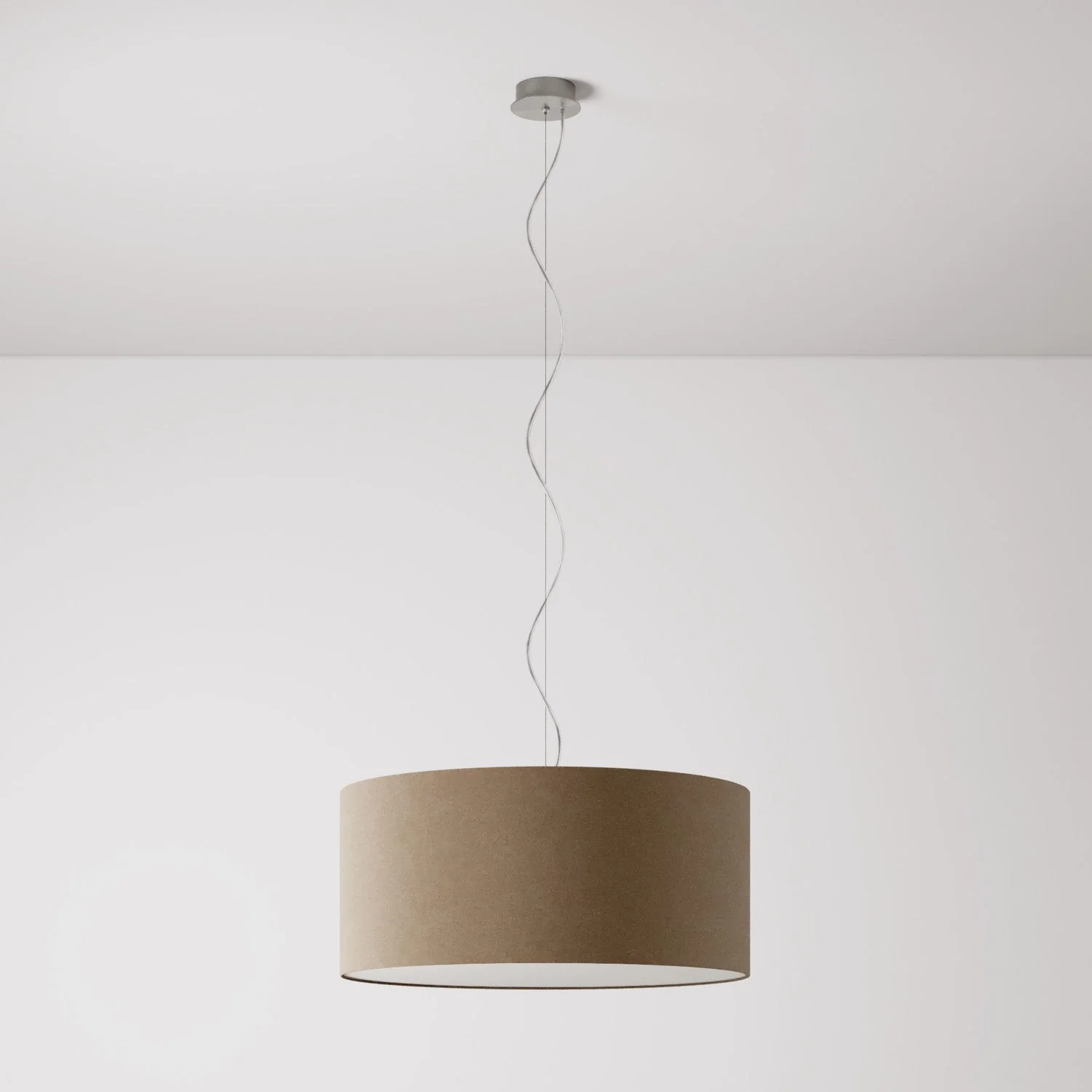 Pendelleuchte mit Stoffschirm Zylinder Large - Made in Italy - Wolle Braun - Image 7