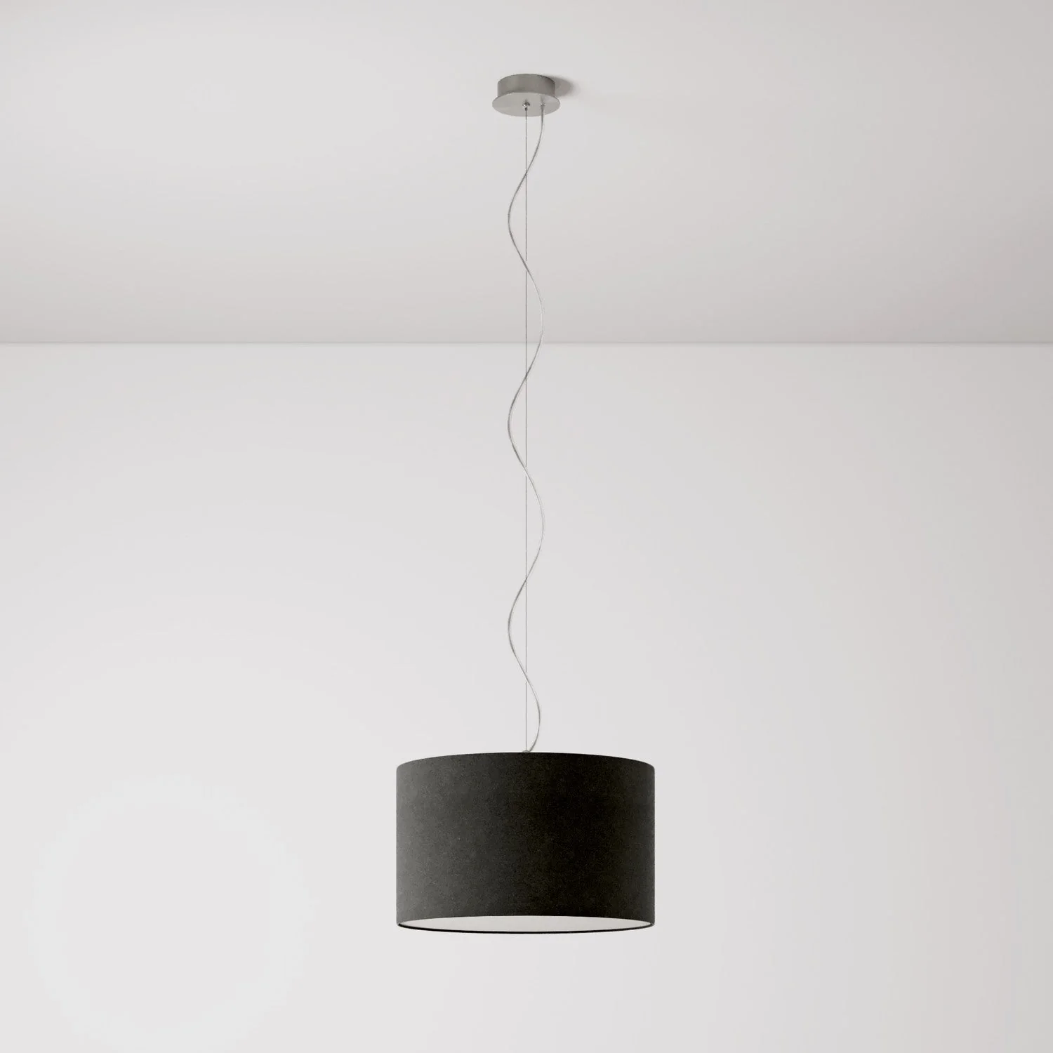 Pendelleuchte mit Stoffschirm Cilindro Small – Made in Italy – Lana Dunkelgrau - Image 7