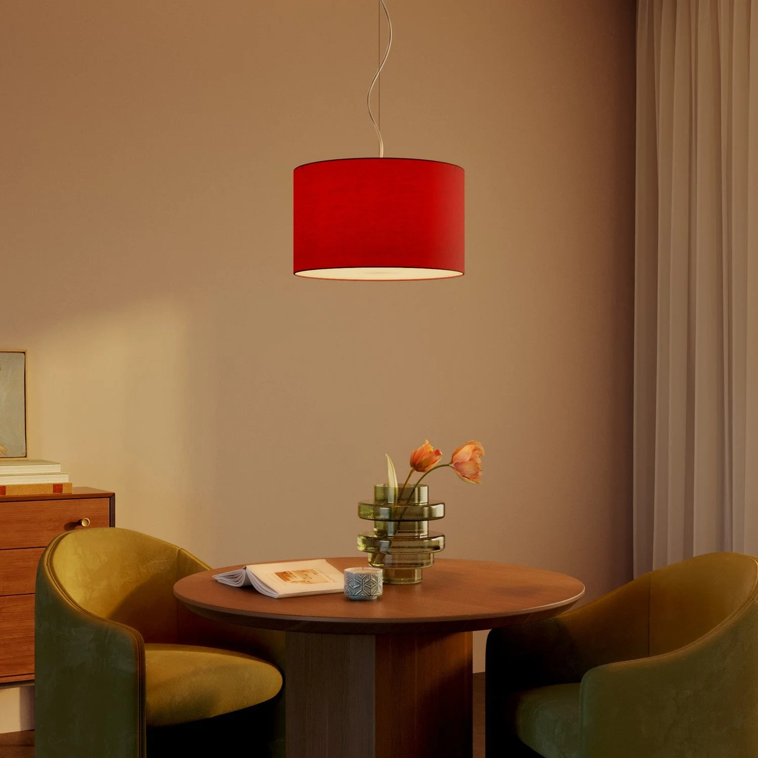 Pendelleuchte mit Stoffschirm Zylinder Small Teletta Rot – Made in Italy - Image 8