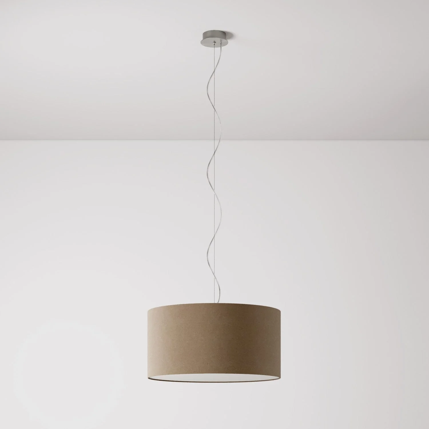 Pendelleuchte mit Stoffschirm Cilindro Medium – Made in Italy – Braune Wolle - Image 7