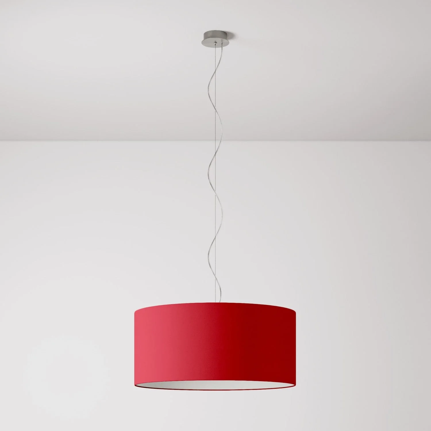 Pendelleuchte mit zylindrischem Textilschirm Large – Made in Italy – Teletta Rot - Image 7