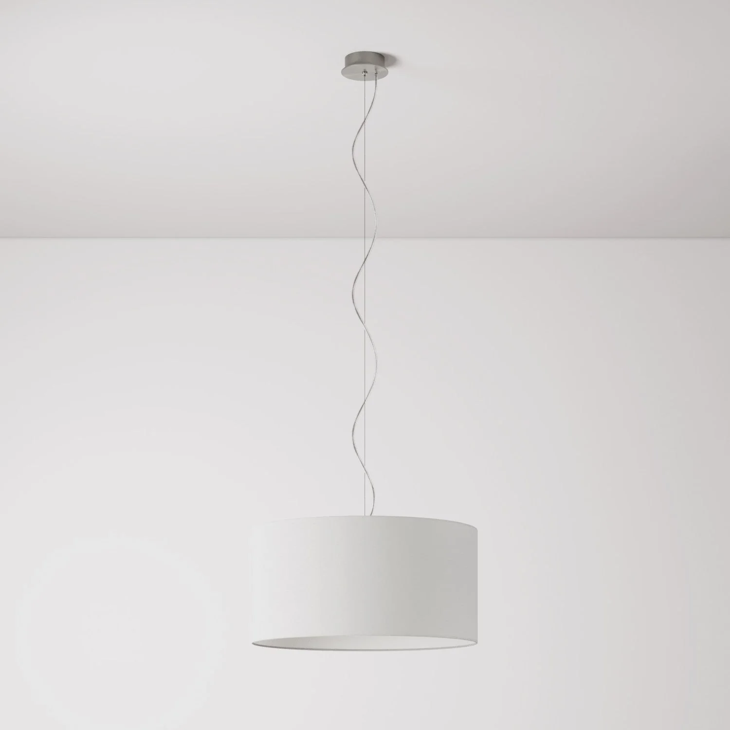 Pendelleuchte mit Medium-Zylinder-Lampenschirm aus Leinenstoff – Made in Italy