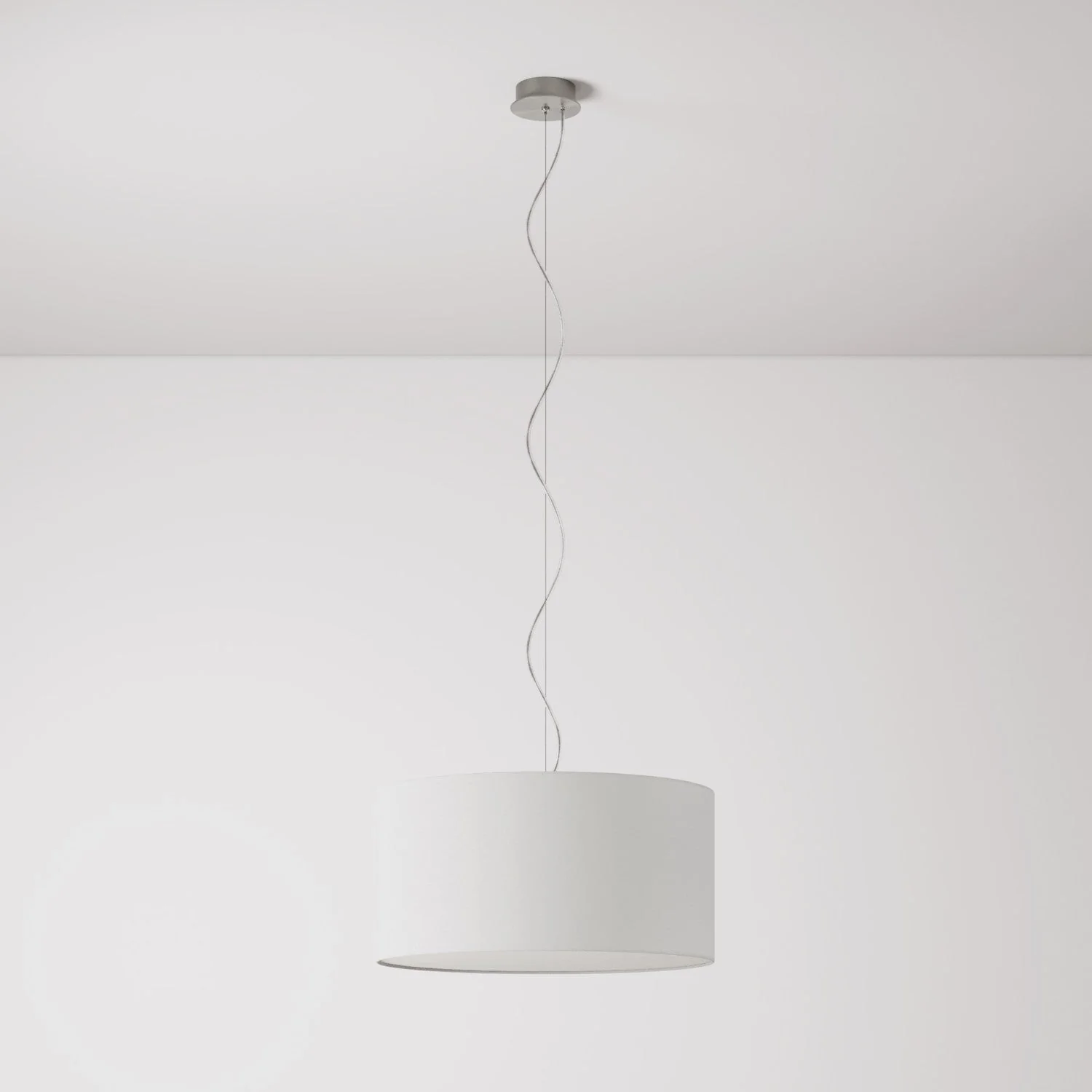 Pendelleuchte mit Medium-Zylinder-Lampenschirm aus Leinenstoff – Made in Italy - Image 7