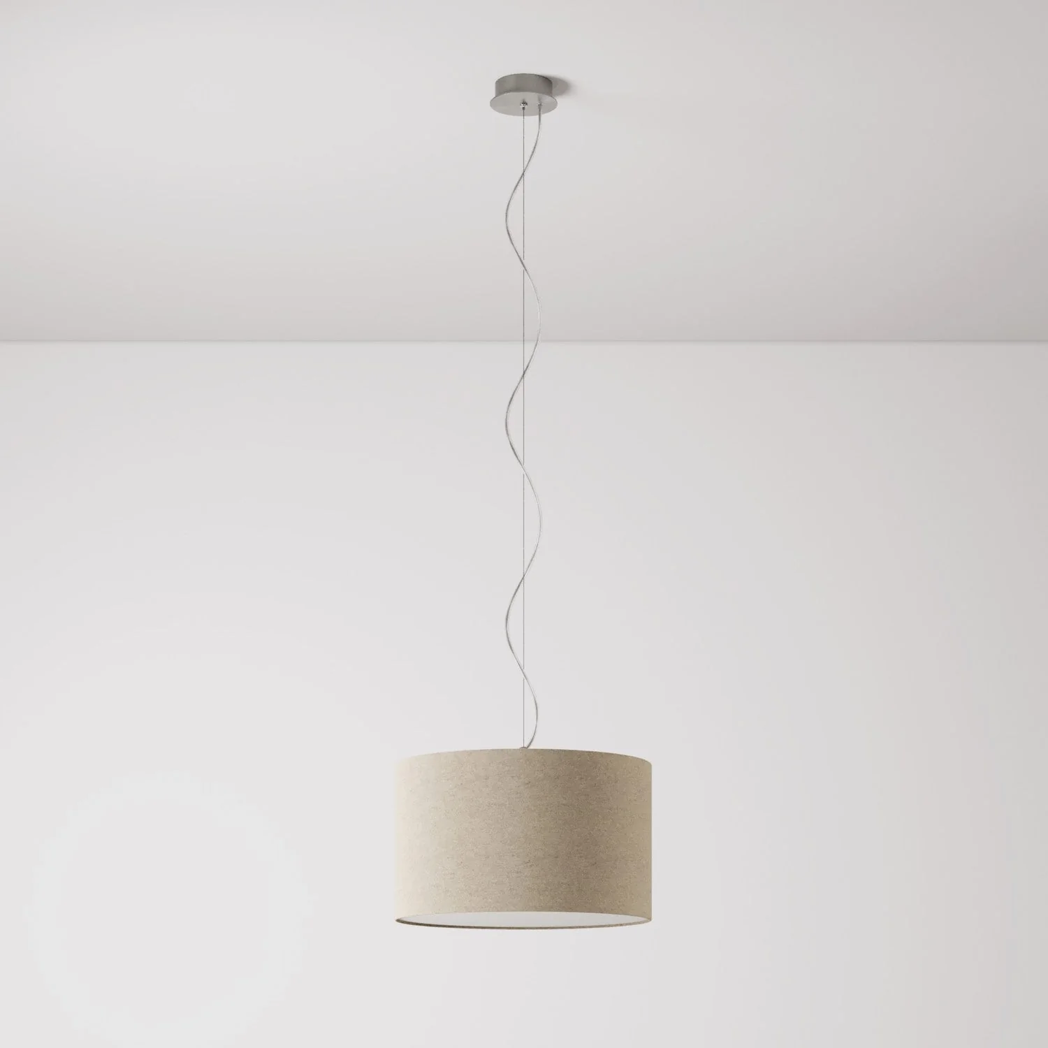 Pendelleuchte mit Stoff-Lampenschirm Cilindro Small – Made in Italy – Wolle Beige - Image 7