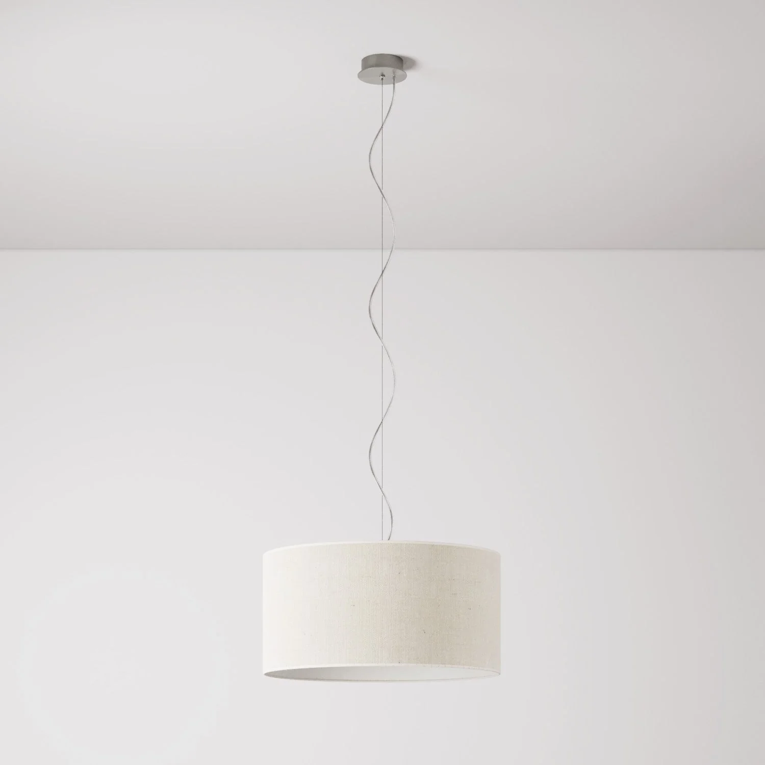 Pendelleuchte mit Stoffkabel und zylindrischem Medium-Jute-Lampenschirm – Made in Italy