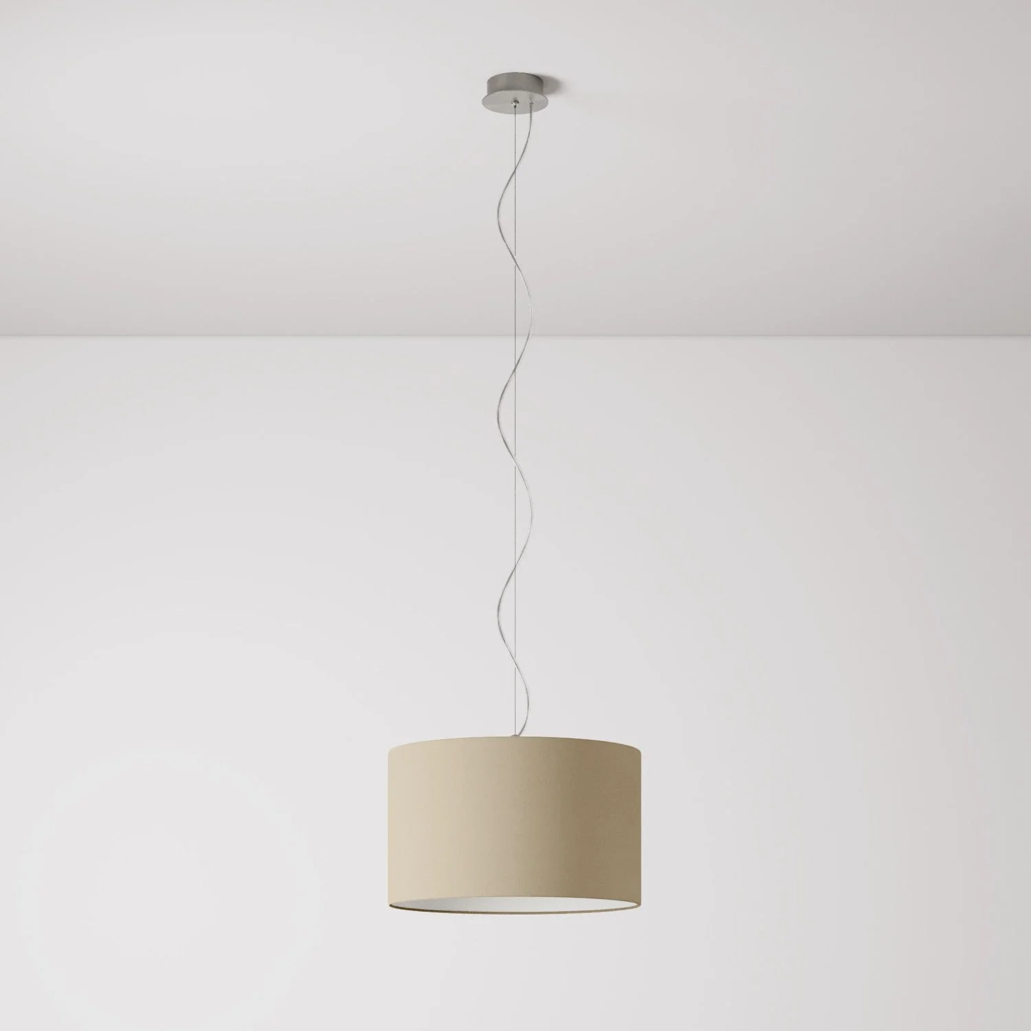 Hängeleuchte mit zylinderförmigem Stoffschirm Cilindro Small Arenal Taupe - Made in Italy