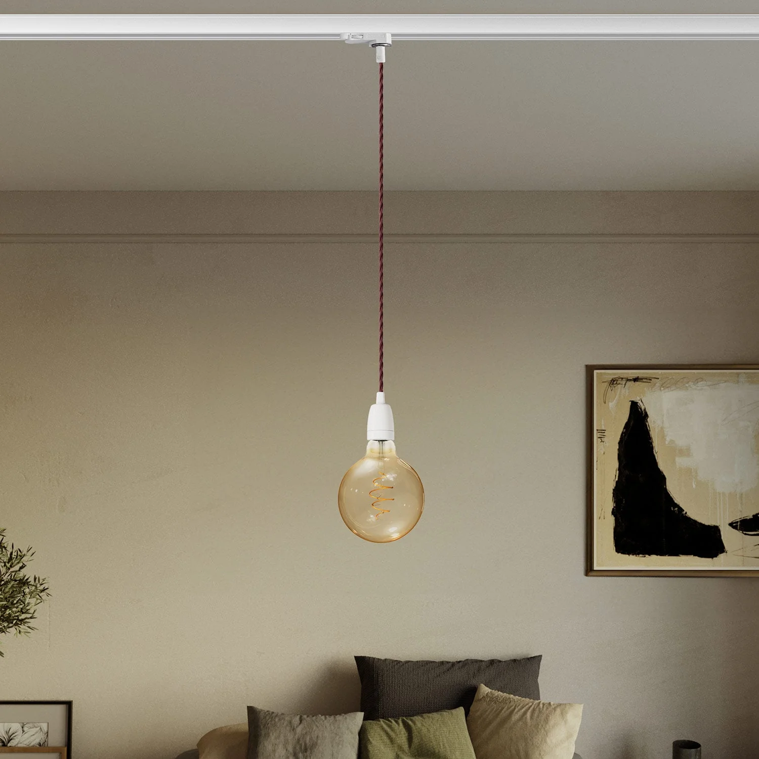 Pendelleuchte Vintage für Schienensysteme mit Porzellan-Finish – Weiß - Image 2