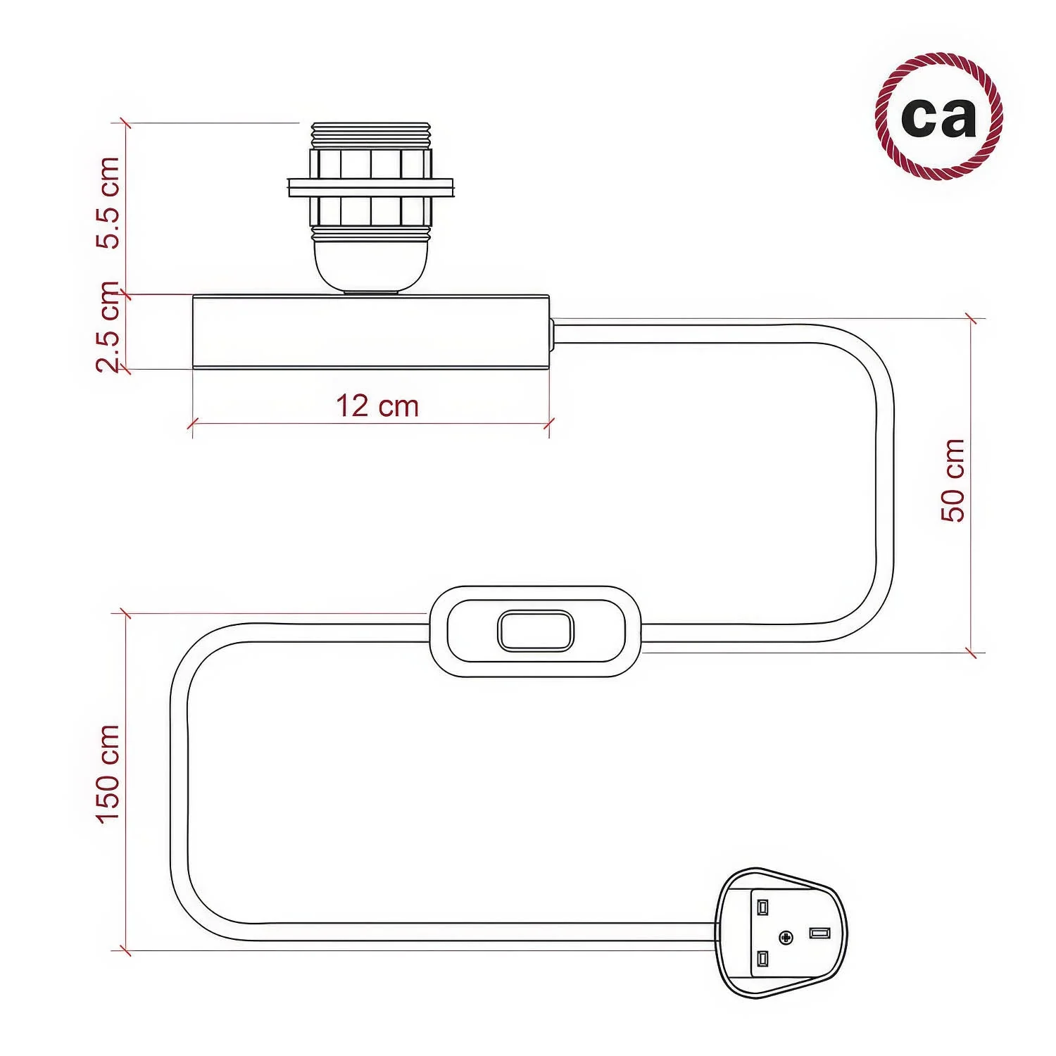 Posaluce für Schirm – Tischleuchte aus Metall und UK-Stecker – Matt-Schwarz - Image 4