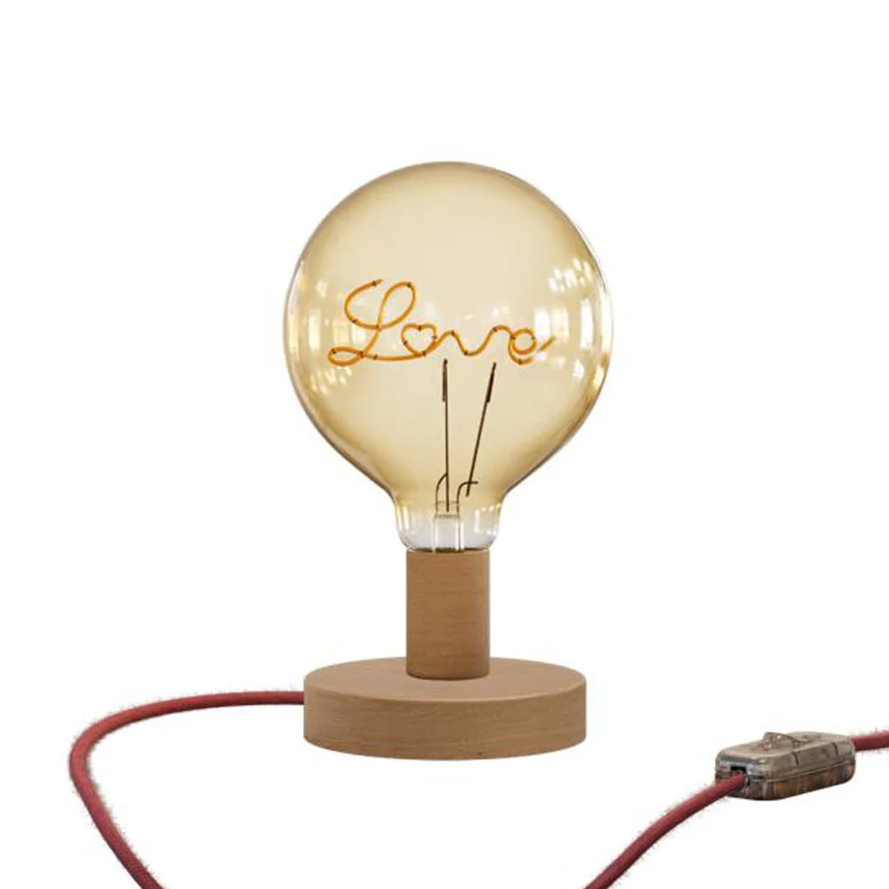 Tischlampe Posaluce Love aus Holz – Neutral