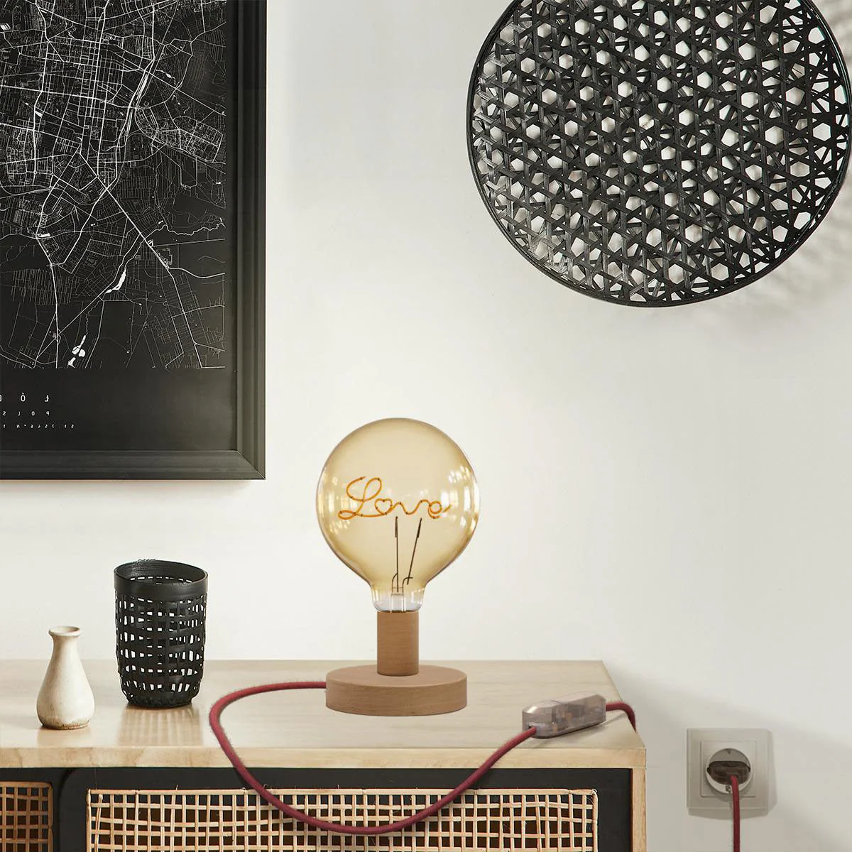 Tischlampe Posaluce Love aus Holz – Neutral - Image 6