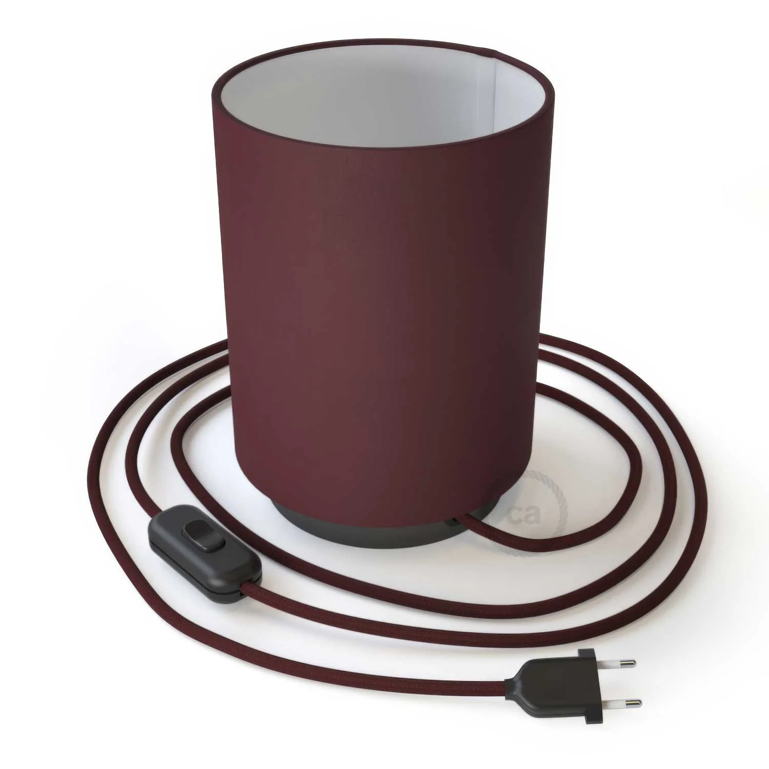 Posaluce-Metallsockel mit Cilindro-Lampenschirm – Teletta Bordeaux
