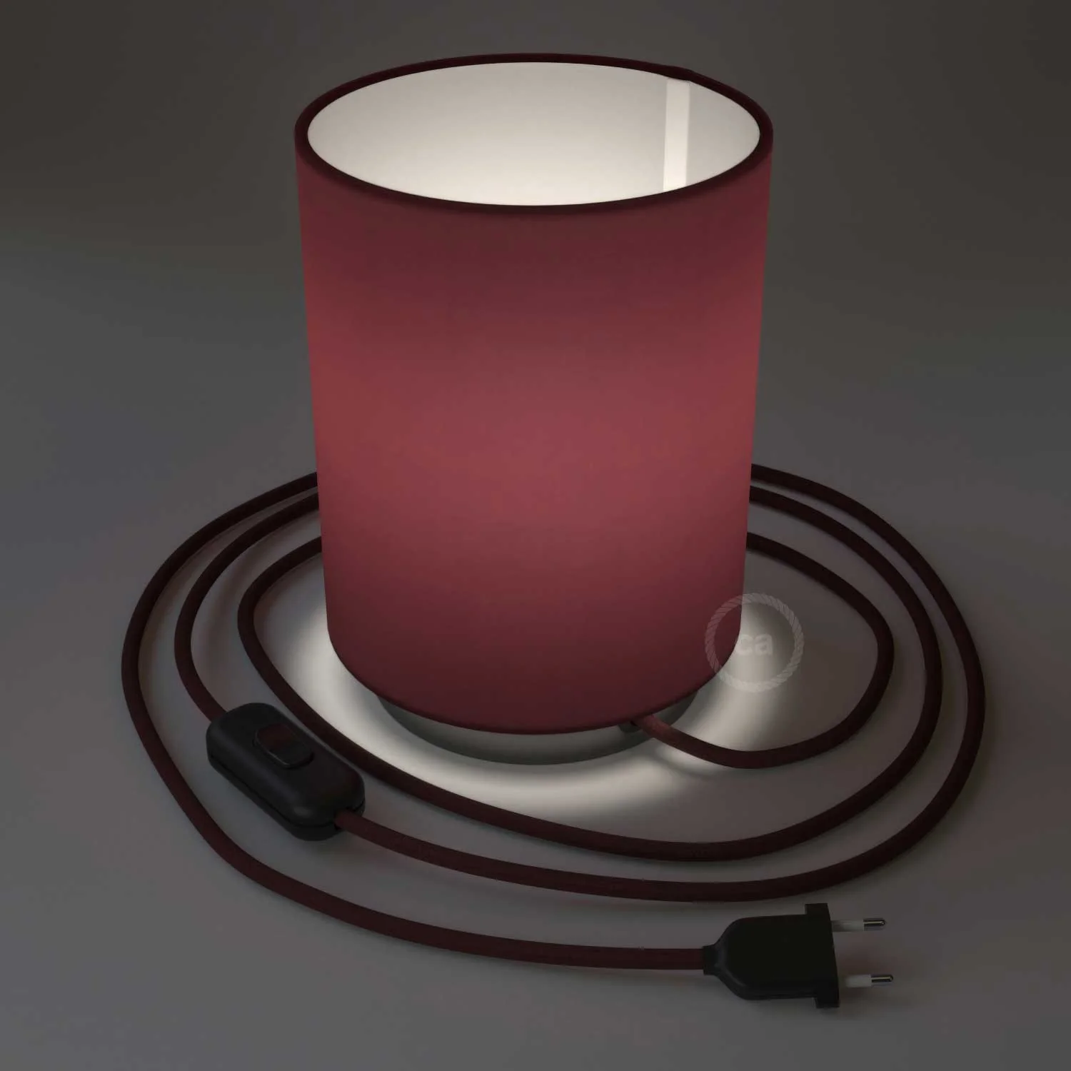 Posaluce-Metallsockel mit Cilindro-Lampenschirm – Teletta Bordeaux - Image 2